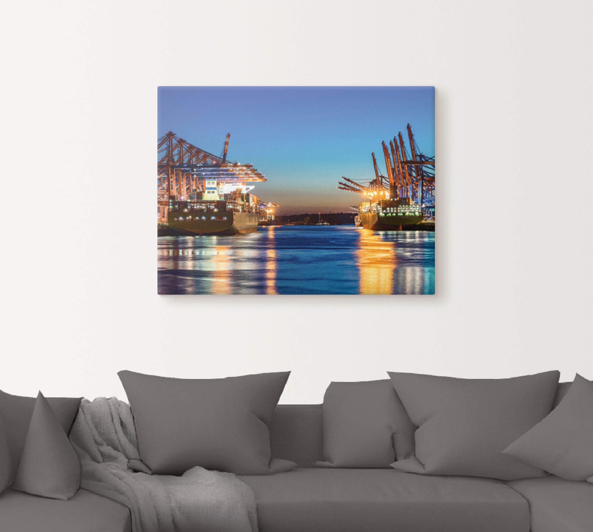Artland Wandbild »Hamburg Hafen am Abend 2«, Deutschland, (1 St.), als Leinwandbild, Poster in verschied. Größen