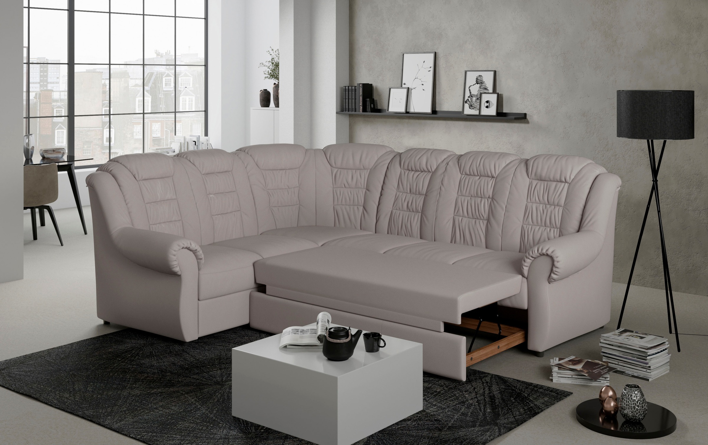 Home affaire Ecksofa "Boston L-Form", mit hoher Rückenlehne, wahlweise mit günstig online kaufen