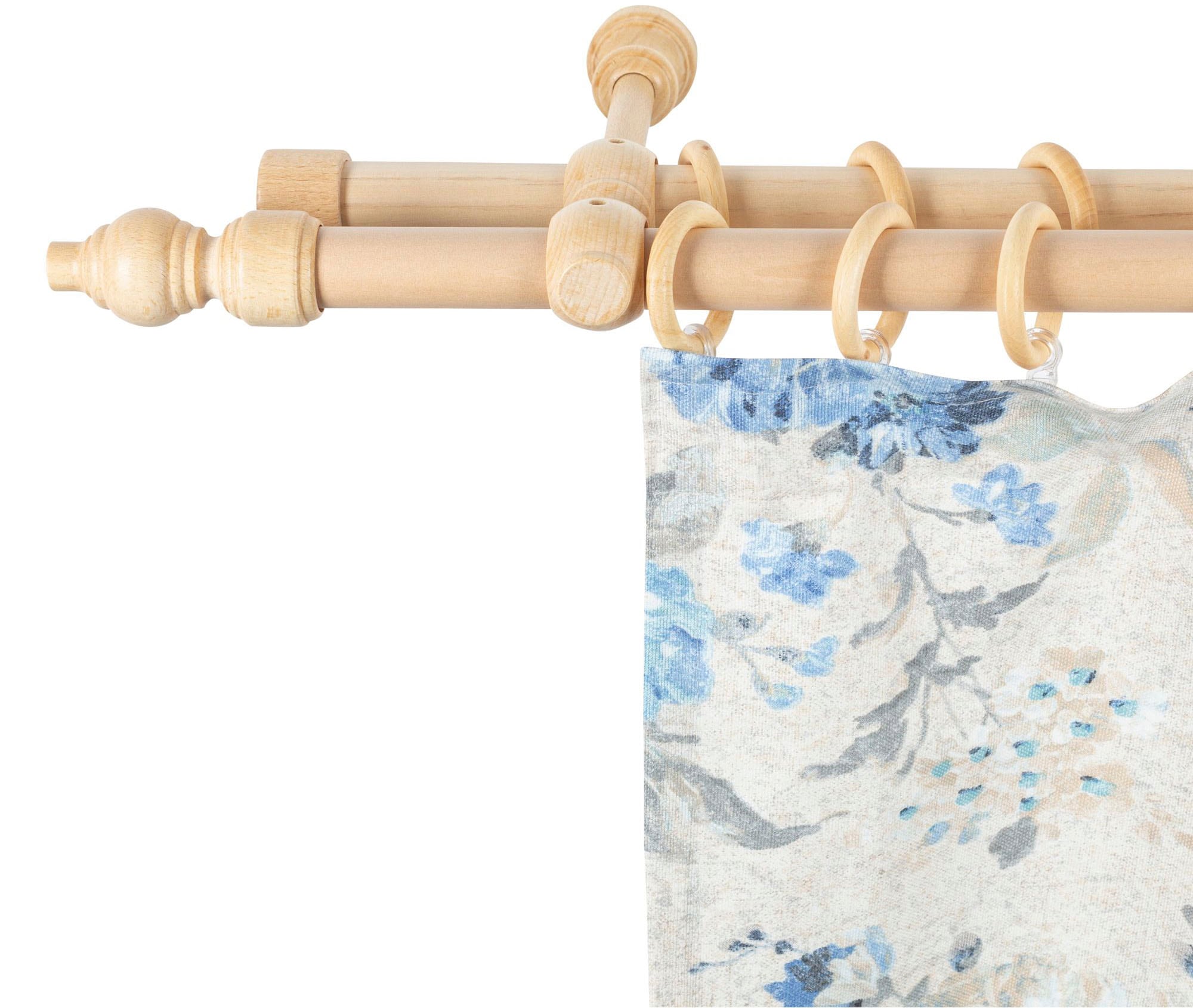 SN DECO GROUP Gardinenstange "Filigrano" 2 läufig-läufig Fixmaß 28 mm, Holz, verschiedene Längen und Farben, Komplettset