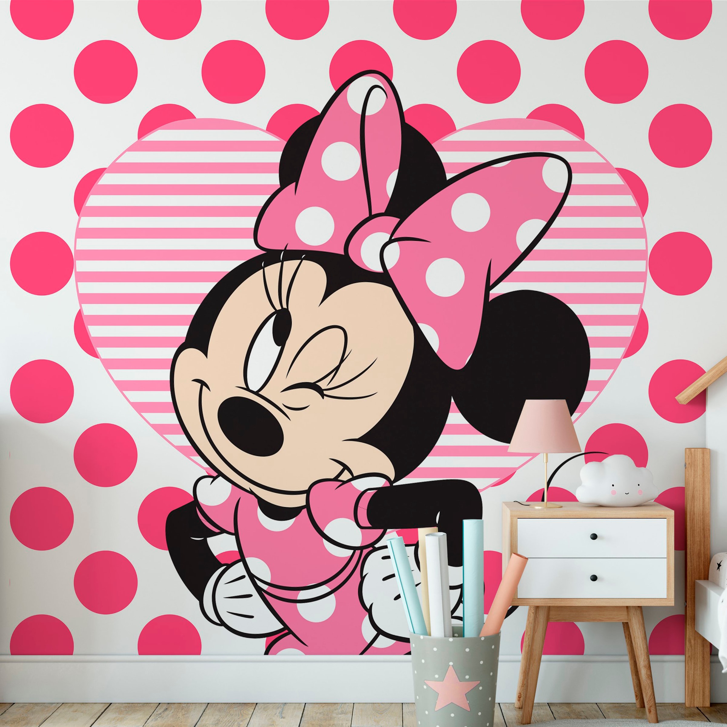 Disney Fototapete »Minnie mit Herz«, Rosa - 300x280cm
