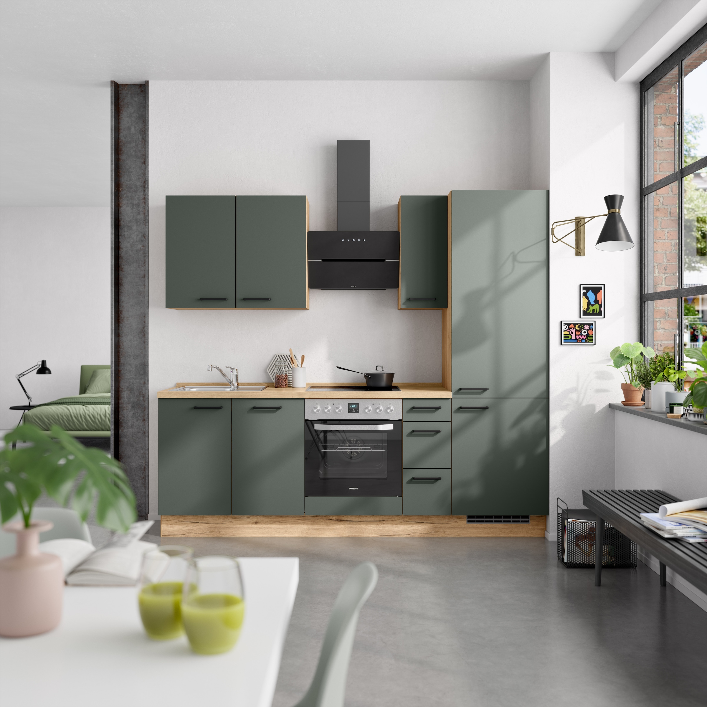 nobilia® Küchenzeile »"Easytouch II"«, vormontiert, Ausrichtung wählbar, Breite 240 cm, wahlw. mit E-Geräten
