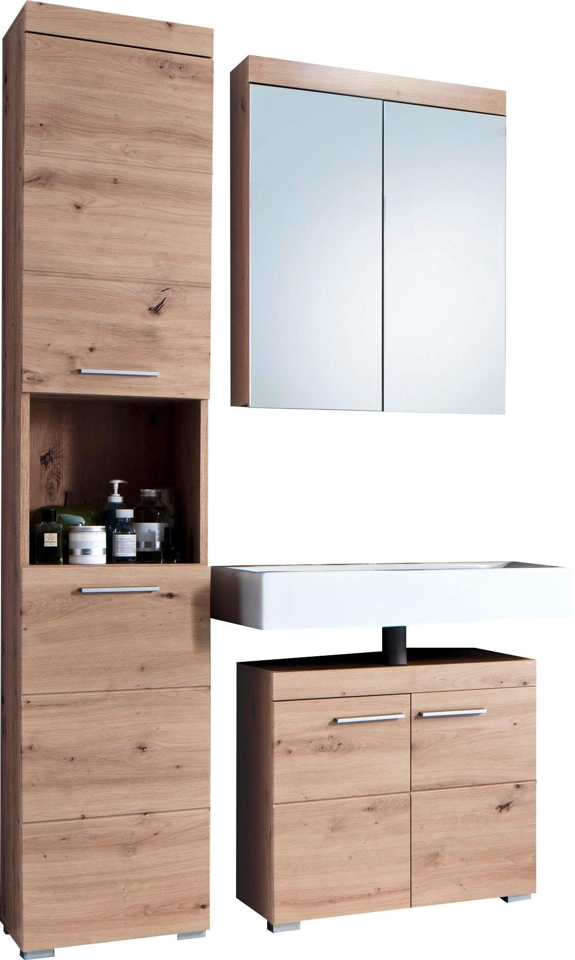 welltime Badmöbel-Set "Avena", (Set, 3 St.), Badmöbel - Hochschrank, Waschb günstig online kaufen