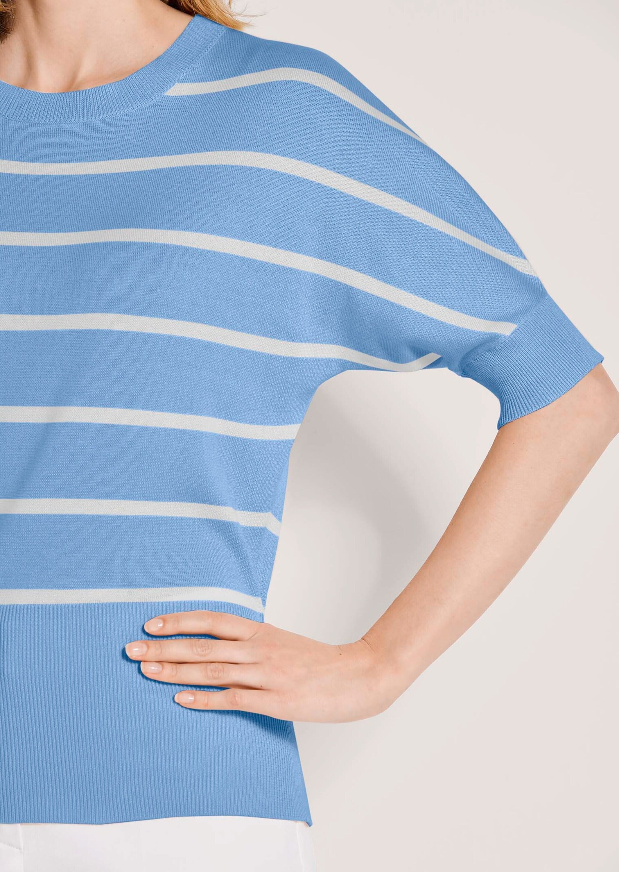 MADELEINE Longpullover »Strickpullover Ringelpullover im maritimen Look« hoher Saumbund