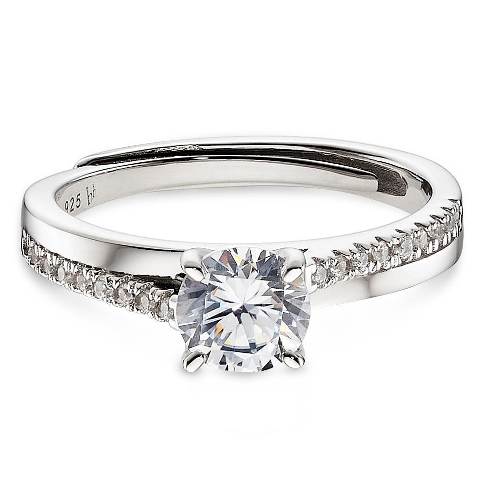 Solitärring BRUNO BANANI "Schmuck Geschenk Verlobungsring rhodiniert" Gr. 56, silberfarben, kristallweiß, Fingerringe, Damen, 56, Silber 925 (Sterlingsilber), 3,2mm, mit Zirkonia (synth.)