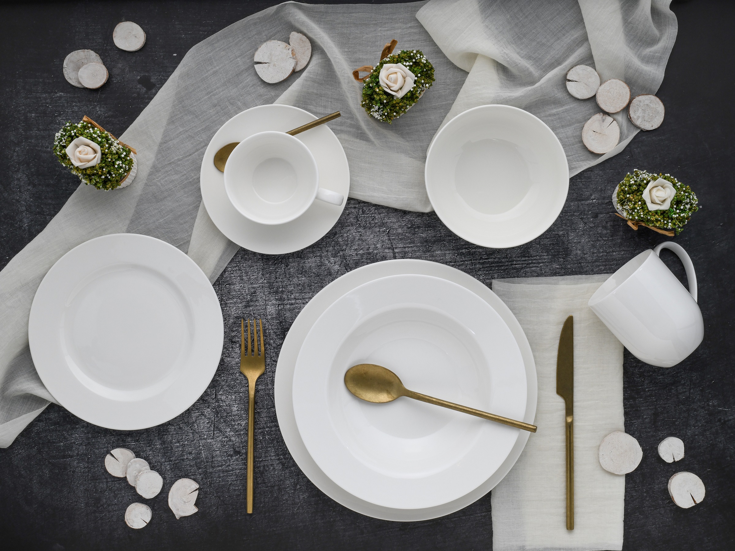 CreaTable Kombiservice »Fleur Royal, Kombi-Service 42-tlg«, (Set, 42 tlg.), Traditionelle Fahnenform