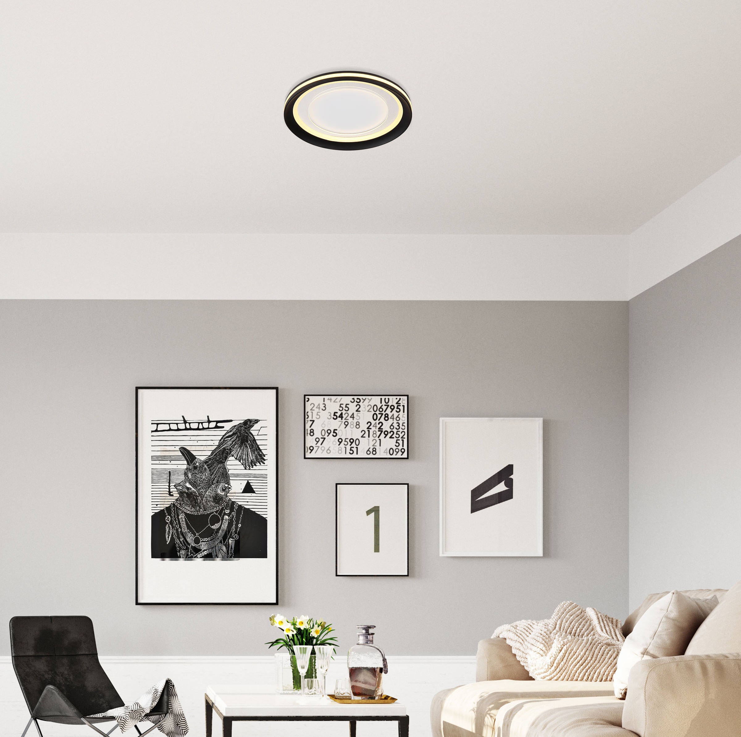 GLOBO LIGHTING LED Deckenleuchte »CLARINO«, Leuchtmittel LED-Modul | LED fest integriert, Deckenlampe/rund/Wohnzimmer/Schlafzimmer/modern
