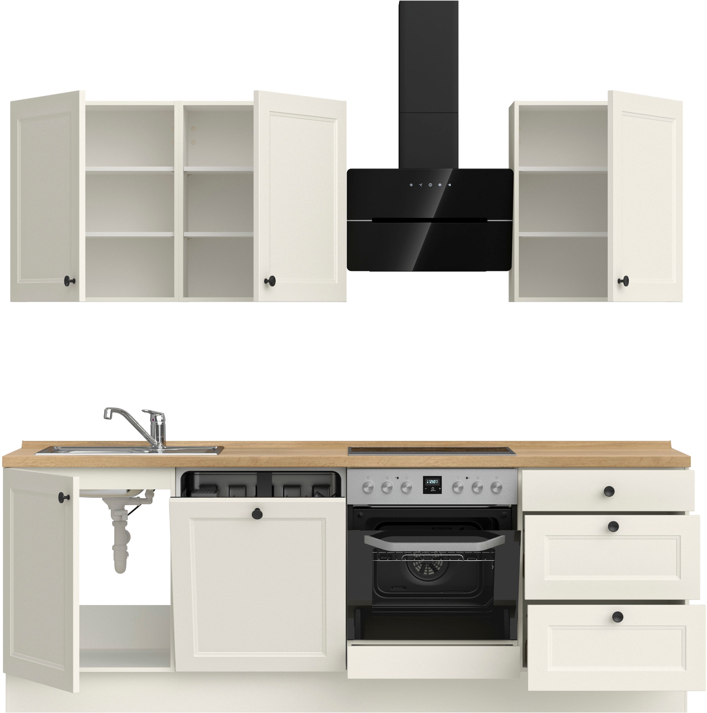 nobilia® Küchenzeile »"Cascada II"« vormontiert, Breite 240 cm, Ausrichtung wählbar, wahlw. mit E-Geräten