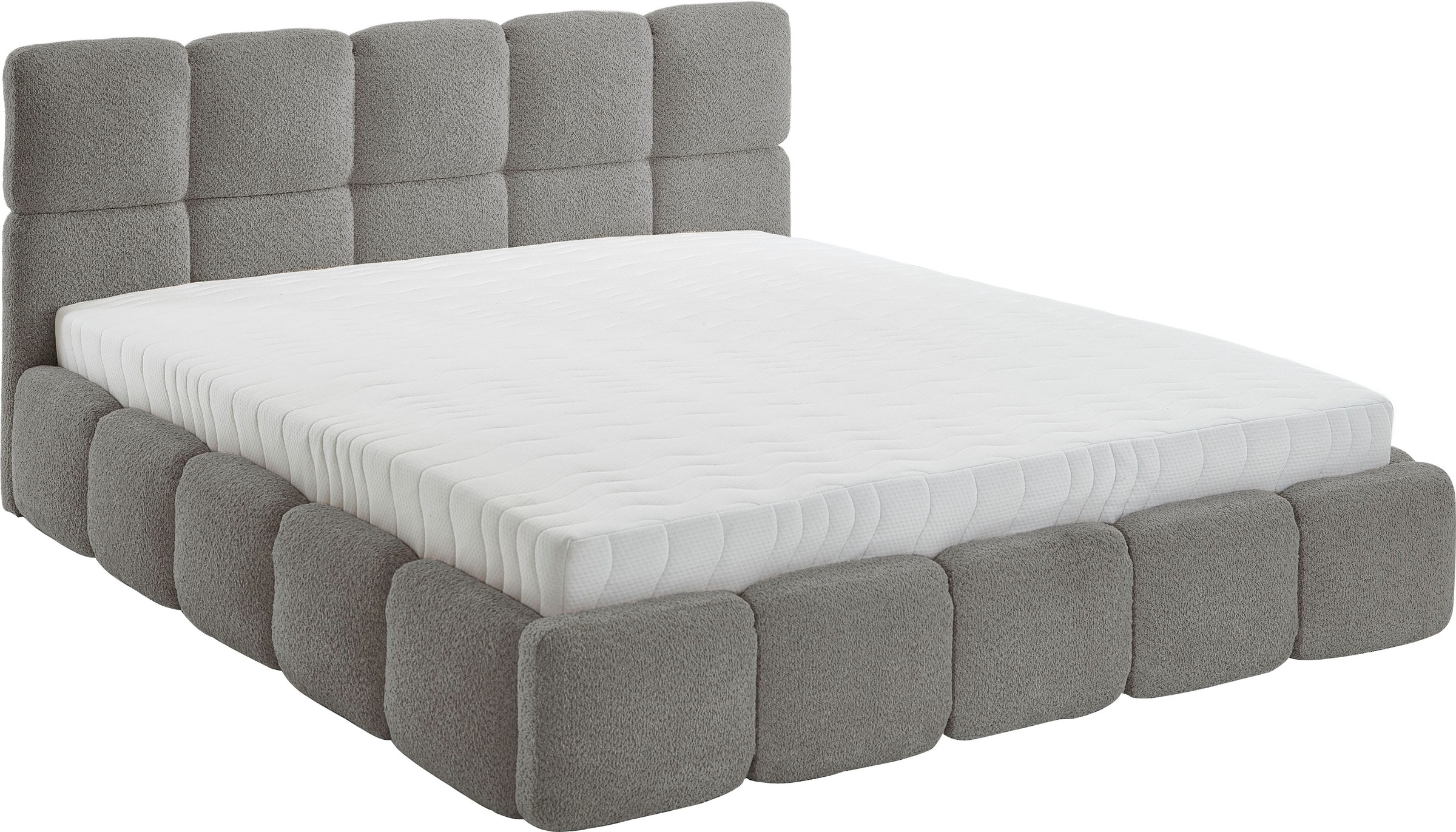 ATLANTIC home collection Polsterbett »"Jane" mit großen Stauraum«, luxurious gepolstertes Kopfteil und Rahmen, Bezug mit Bouclécharakter