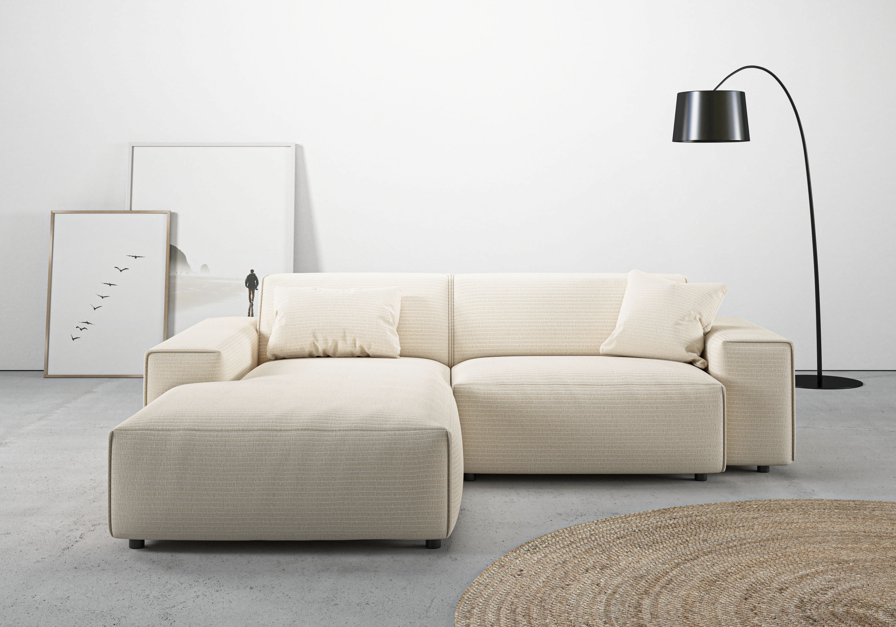 Home affaire Ecksofa "Glimminge L-Form auch in Breitcord, Feincord + Easy care-Bezug," Breite 234, Zierkissen