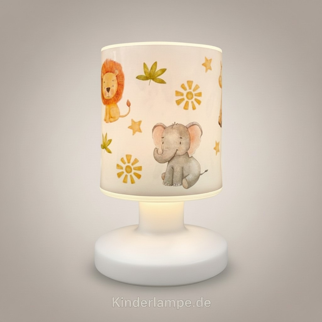 niermann LED Nachttischlampe »Kinderlampe mit Motiv "Little Safari", Akku-Leuchte für Kinderzimmer« LED-Modul 1 Stk. Warmweiß kabellos nutzbar, per USB aufladbar