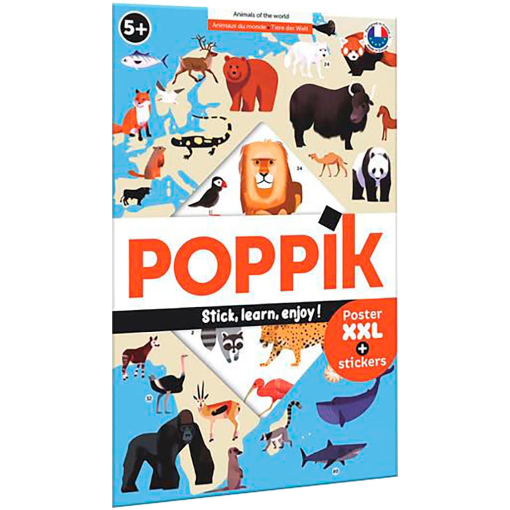 POPPIK Kreativset »Sticker Lernposter, Tiere der Welt«