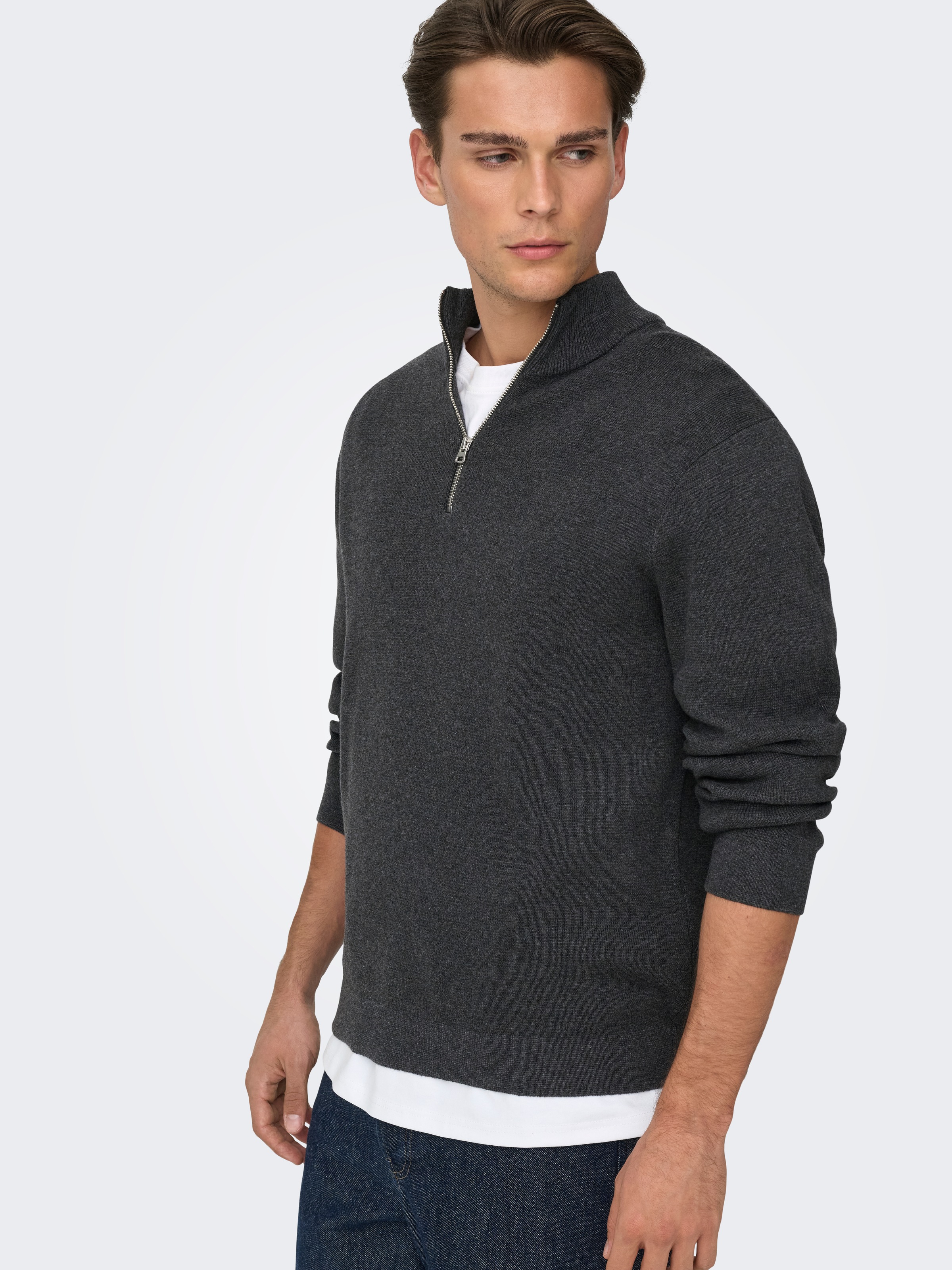 ONLY & SONS Troyer "ONSTING LIFE REG HALF ZIP KNIT NOOS" Baumwolle, regular günstig online kaufen