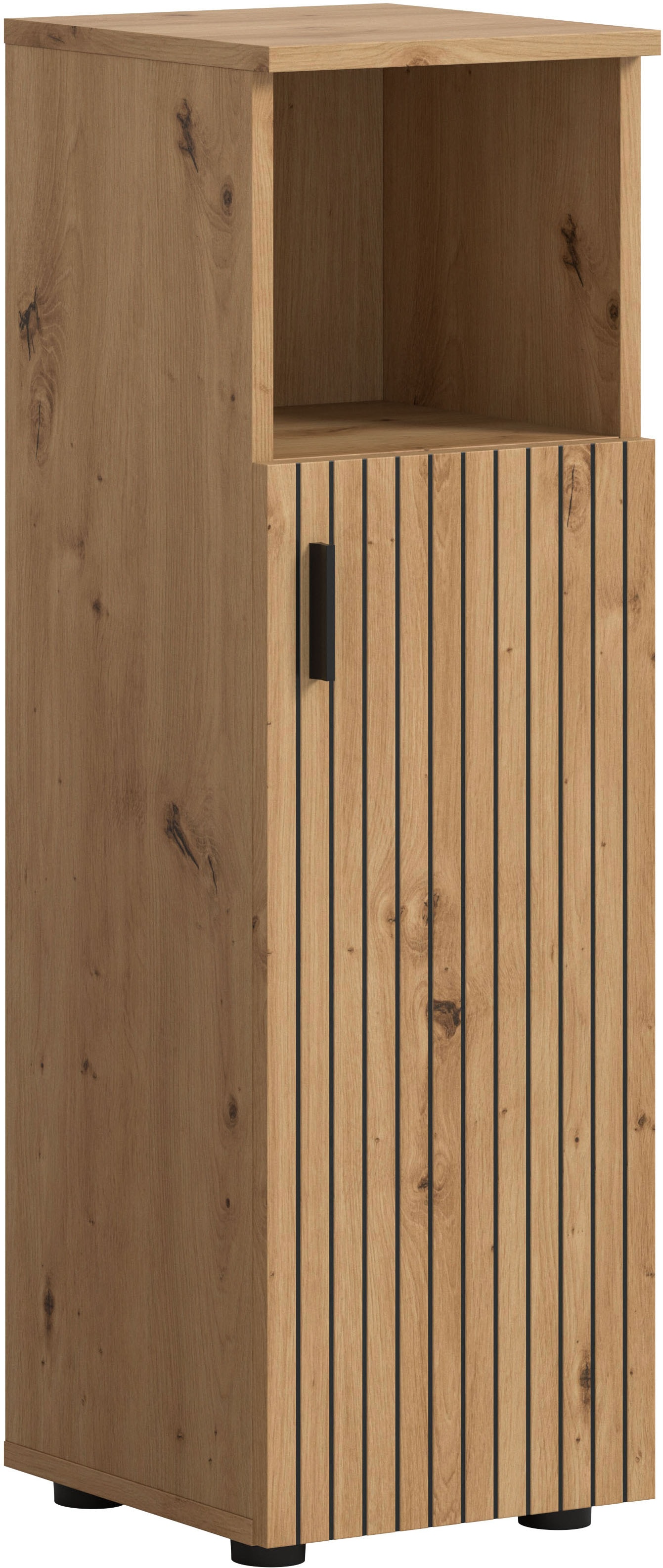 welltime Stauraumschrank "MANI, Höhe: 95 cm, Paneeloptik, 1 offenes Fach, 1 Tür" 1 Stk. tlg. Badezimmerschrank, Badschrank, Bad, Badezimmer