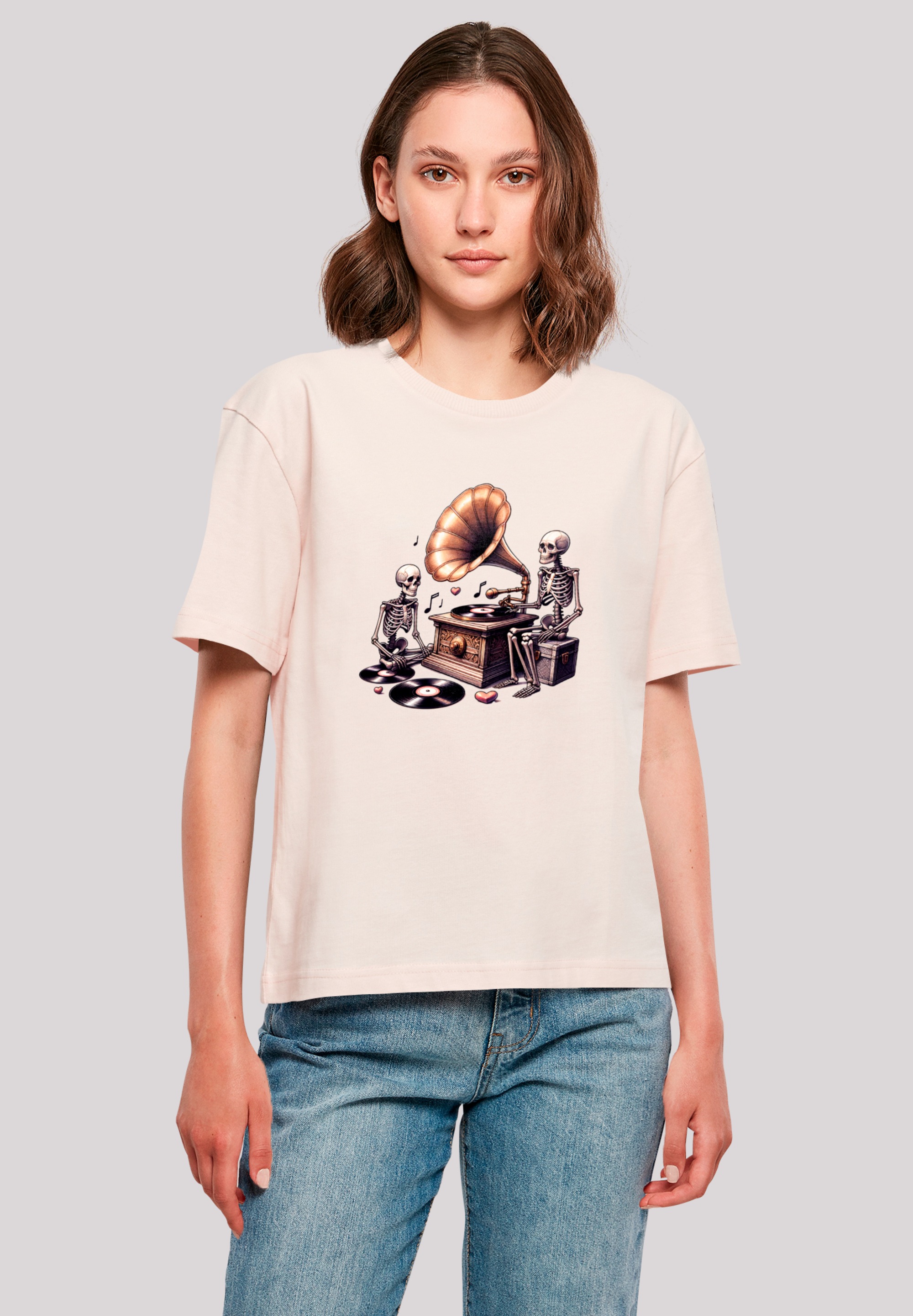 dark blue T-Shirt "Gothic Skeleton Vintage Plattenspieler" Premium Qualität günstig online kaufen