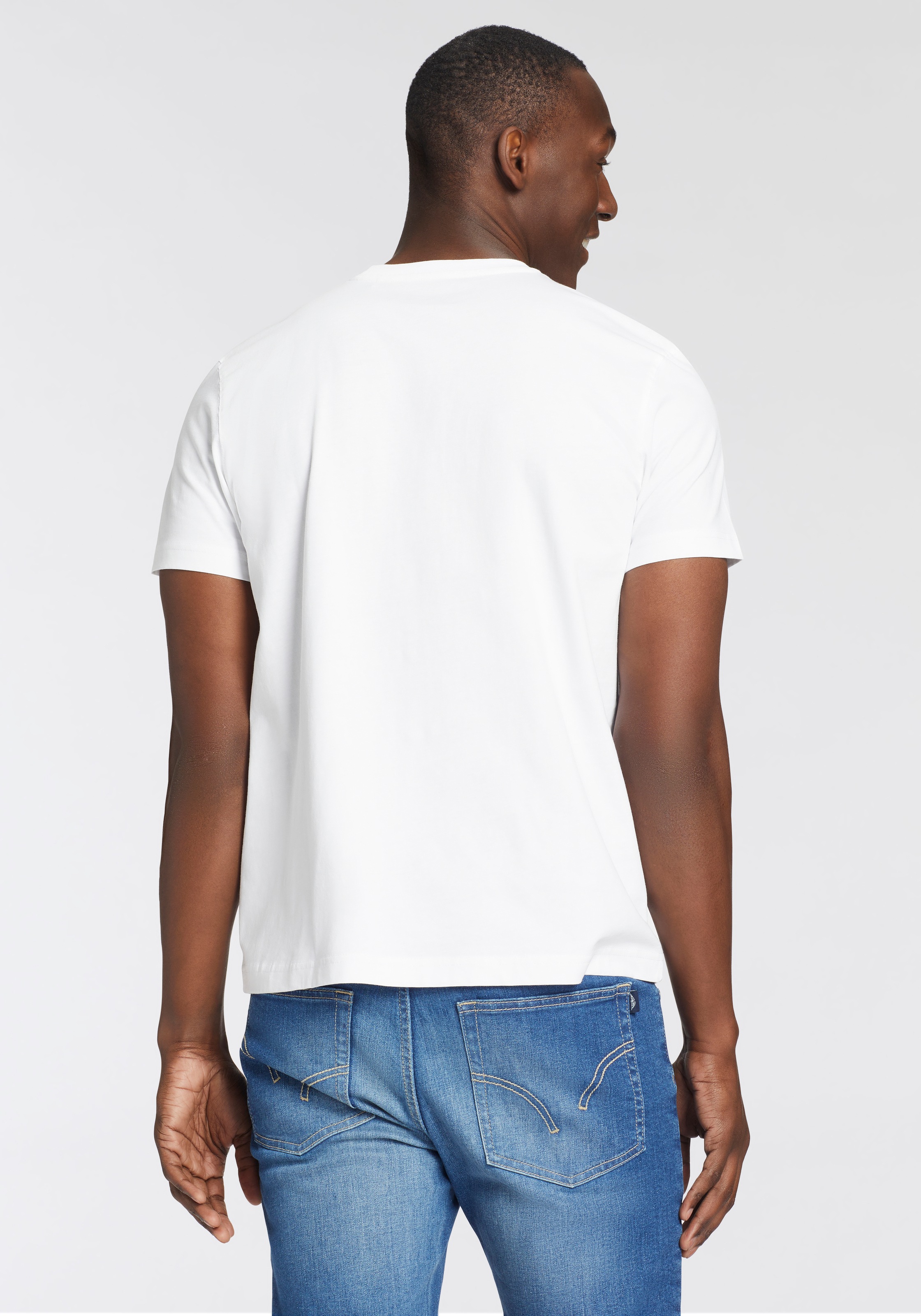 T-Shirt MAN'S WORLD "neue Farben", Herren, Gr. 68/70 (4XL), blau (weiß, jeansblau, schwarz), Single Jersey, Obermaterial: 100% Baumwolle. Obermaterial weiß: 100% Baumwolle, unifarben, Basic, normal, Rundhals, normaler Saum, Shirts T-Shirt, Kurzarm, unifar 3