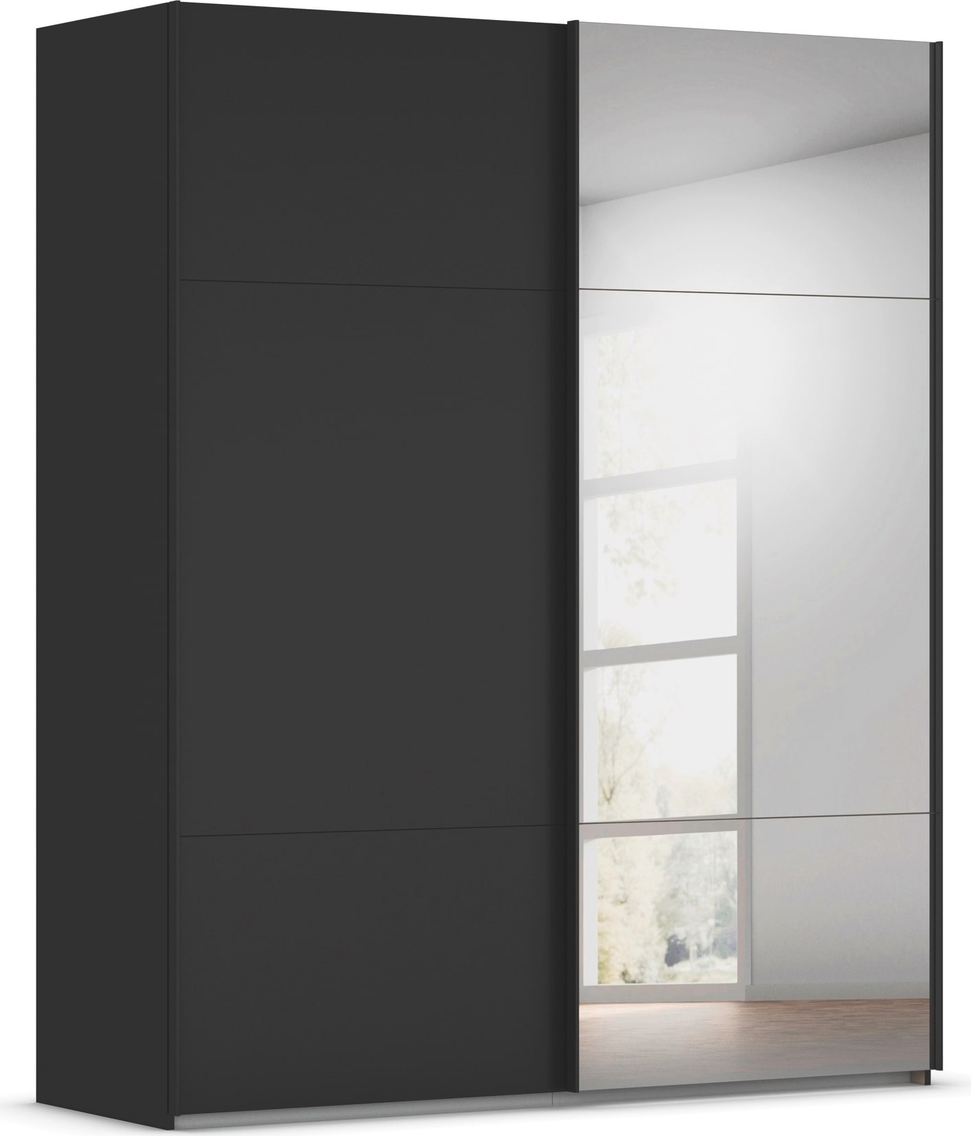 rauch Schwebetürenschrank "Kleiderschrank Schrank Garderobe Schlafzimmerschrank CONTIDO" 3 verschiedene Ausstattungen BASIC/CLASSIC/PREMIUM (inkl. SOFT-CLOSE), aus hochwertigem Material in 6 Breiten 2 Griff-Farben MADE IN GERMANY