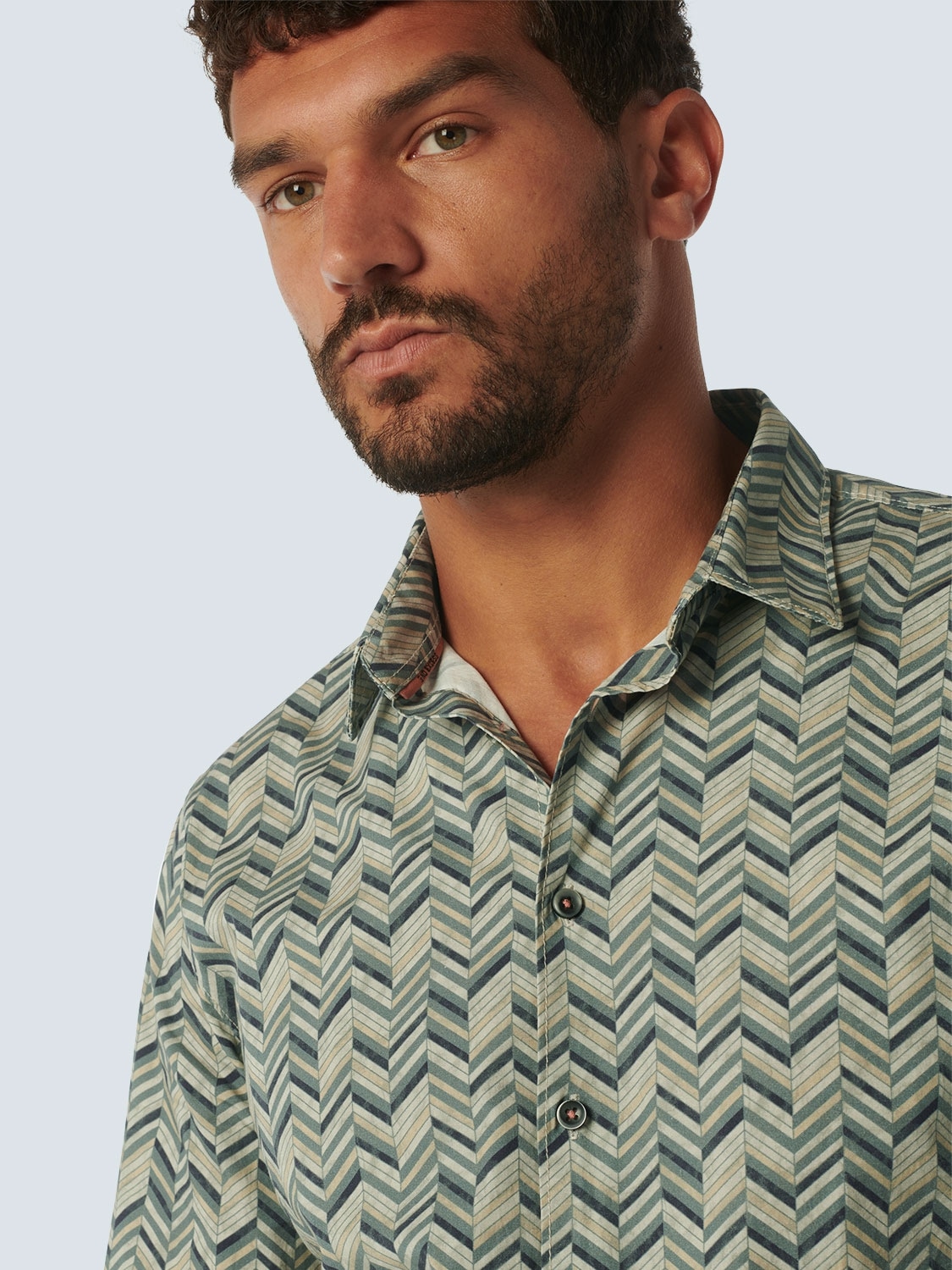 NO EXCESS Langarmhemd, mit Alloverprint und Stretch