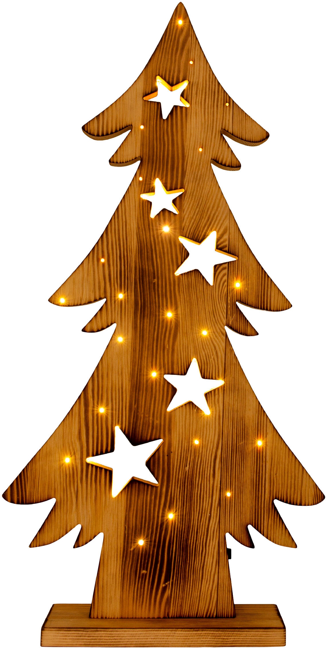 näve BAUR »LED-Holztannenbaum Außen LED Weihnachtsdeko aussen«, | flammig-flammig, 1,5V, Timerfunktion 1 AA geeignet (6on/18off), kaufen Batterie Dekoobjekt h: für 70cm,
