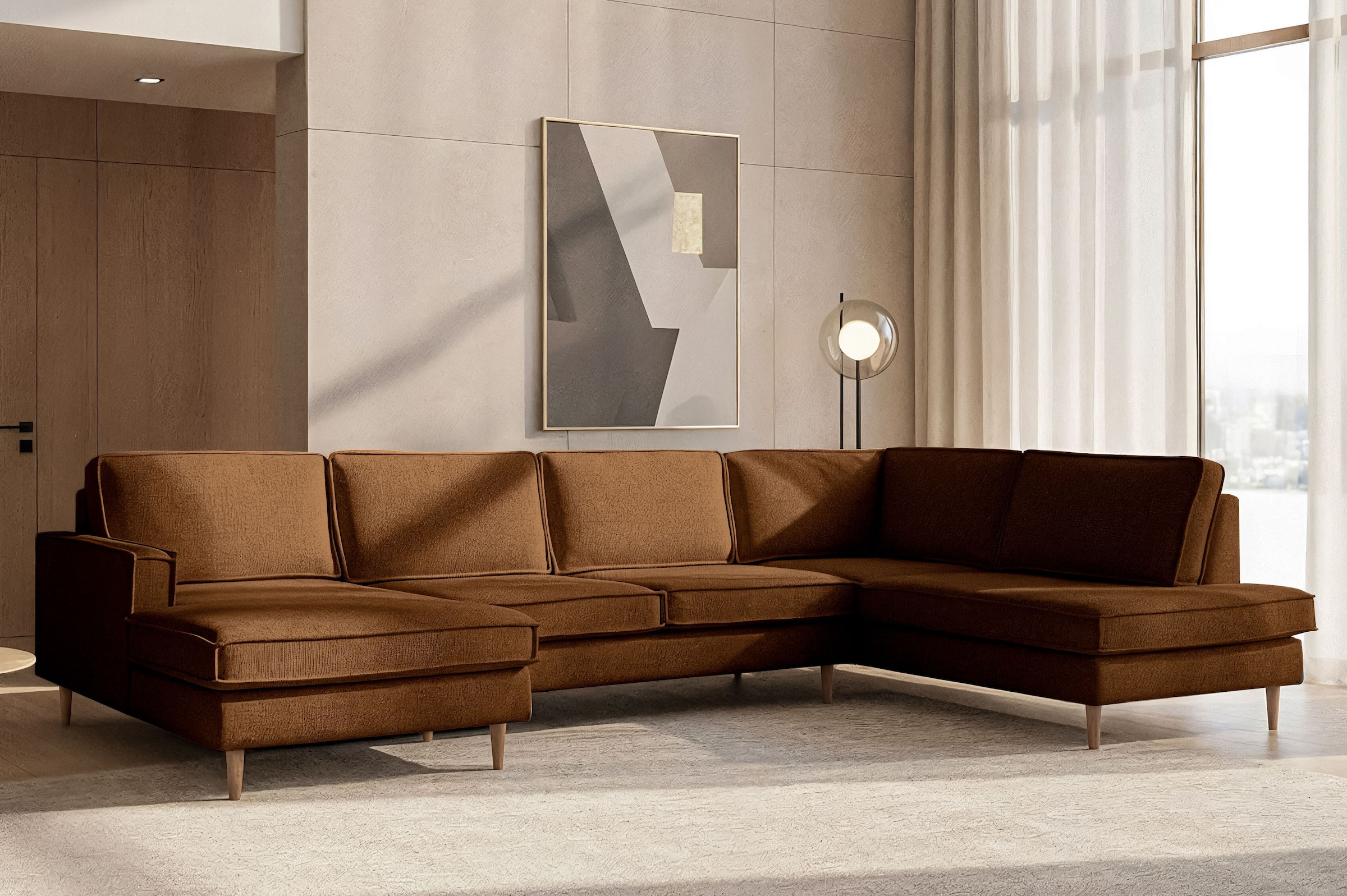 Home affaire Wohnlandschaft "Pinto Skandi, 350 cm, U-Form, XXL, mit Ottoman günstig online kaufen