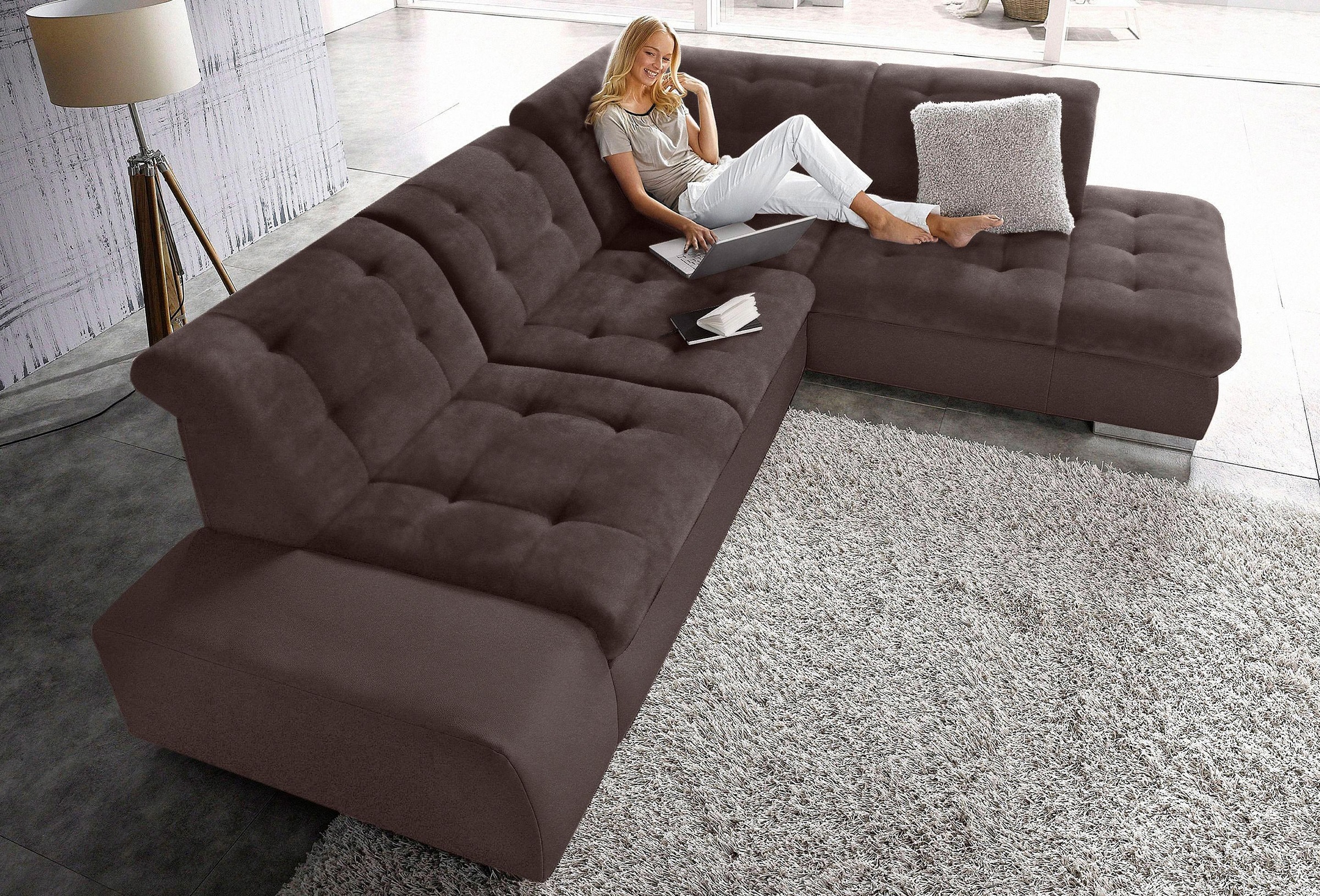 sit&more "Pale L-Form" inklusive Kopfteilverstellung, wahlweise mit Bettfunktion