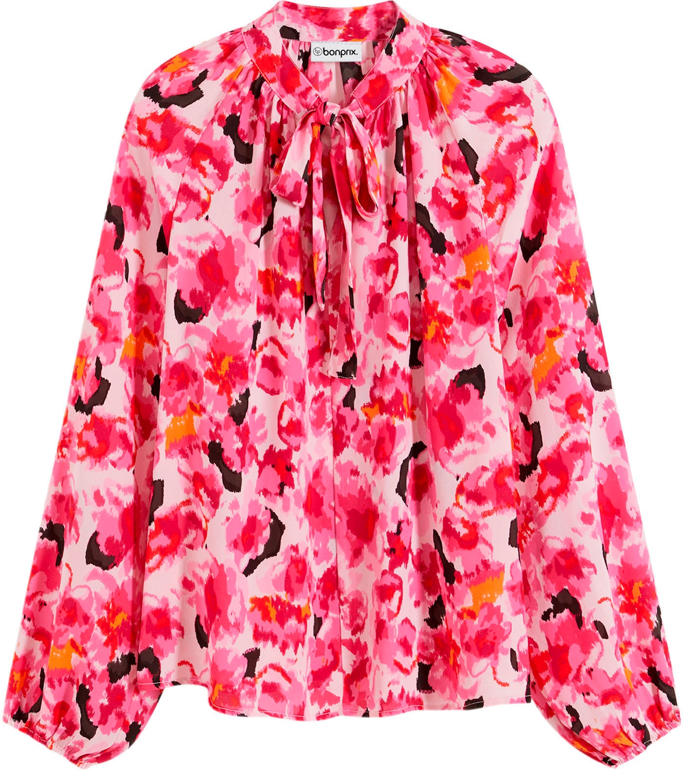 bonprix Langarmbluse bequeme Passform, leicht transparentes Material, mit Schluppe