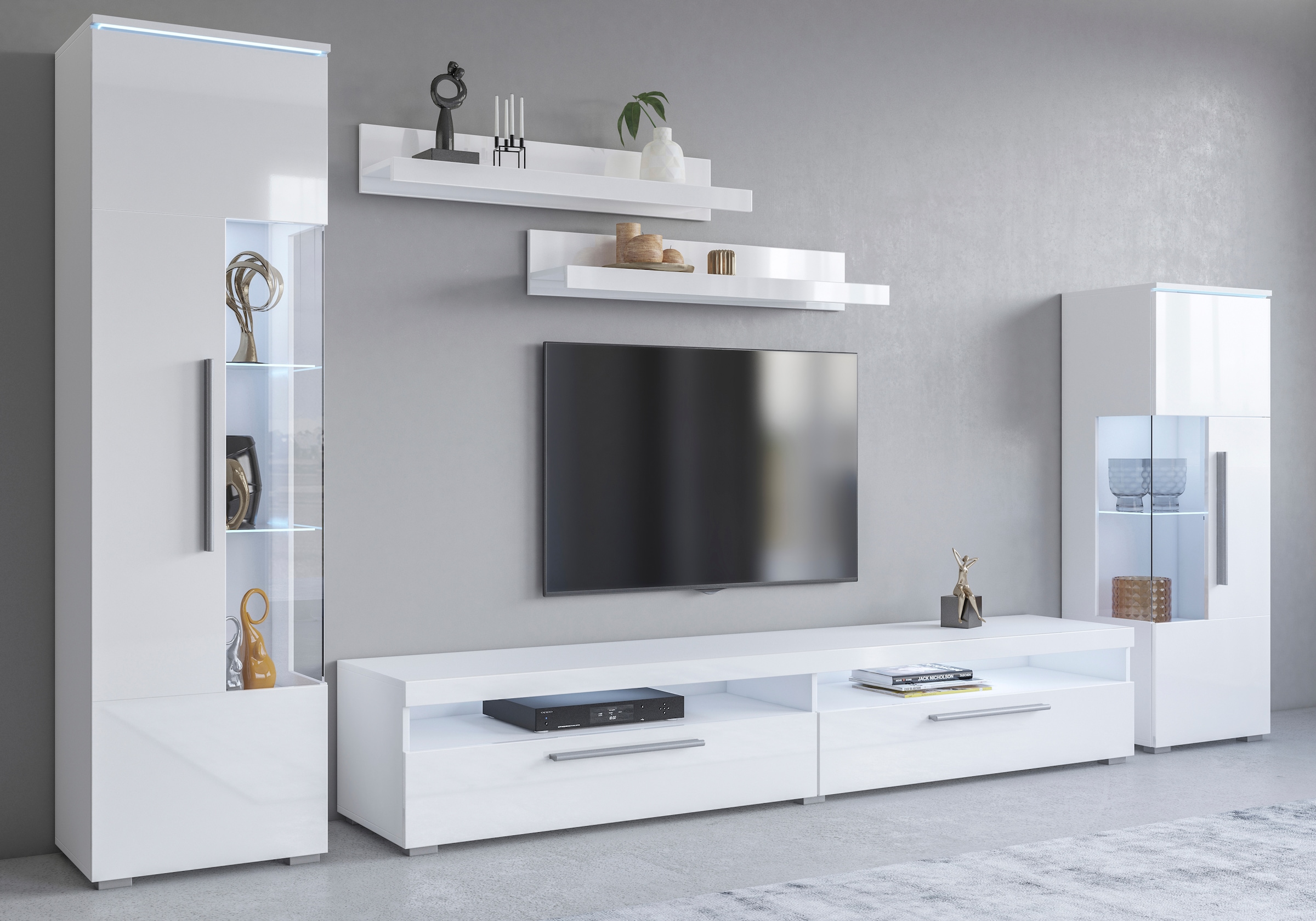 OTTO home Wohnwand "India,Breite 290cm moderne Mediawand ohne Beleuchtung" fdete, 5 Stk. tlg.