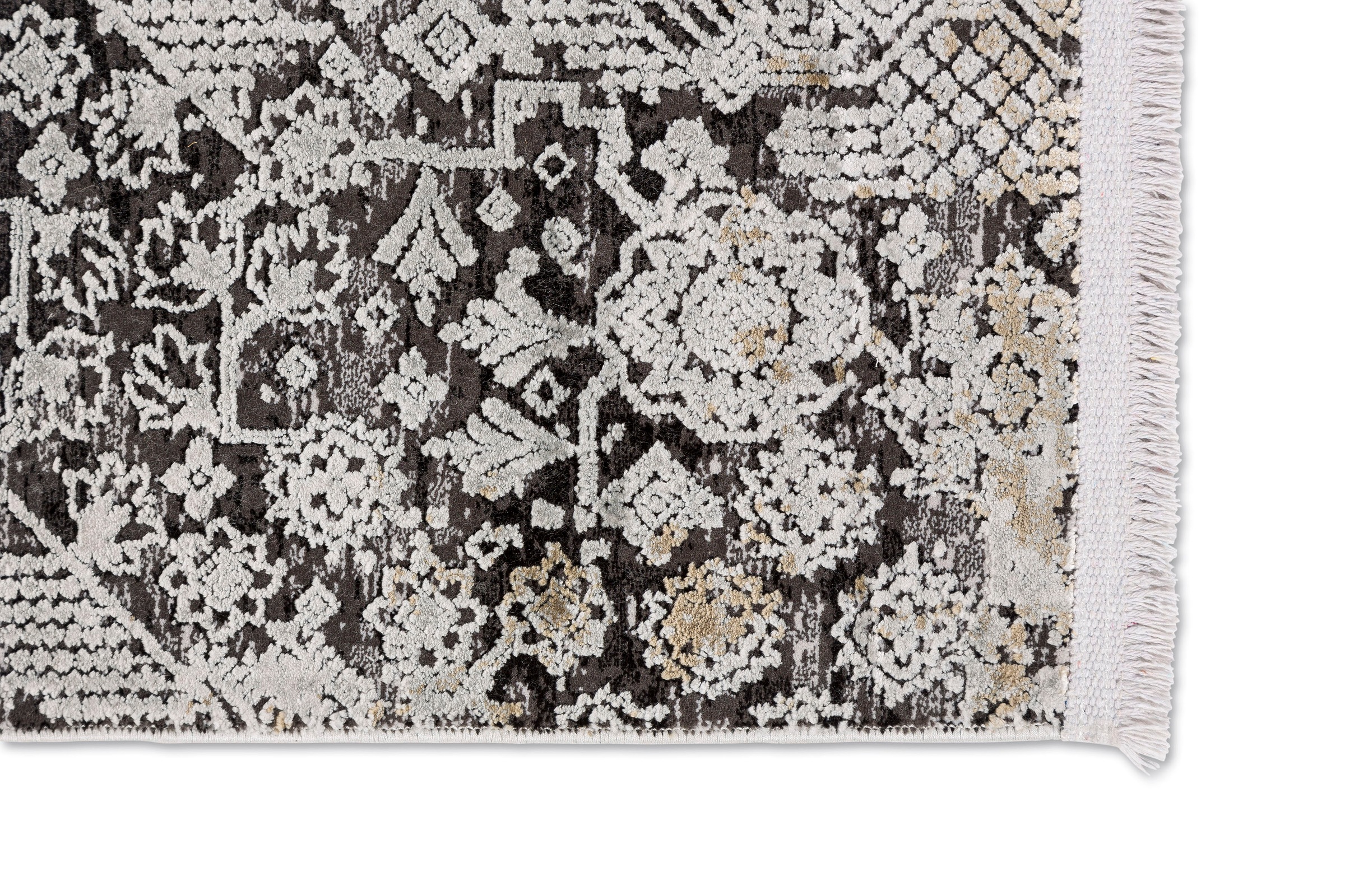 Teppich ASTRA "Gravina 231", grau (anthrazit), B:133cm H:8mm L:190cm, Kunstfaser, Viskose, Teppiche, Teppich, seidiger Schimmer durch Viskose, Hoch Tief Struktur, Wohnzimmer 3