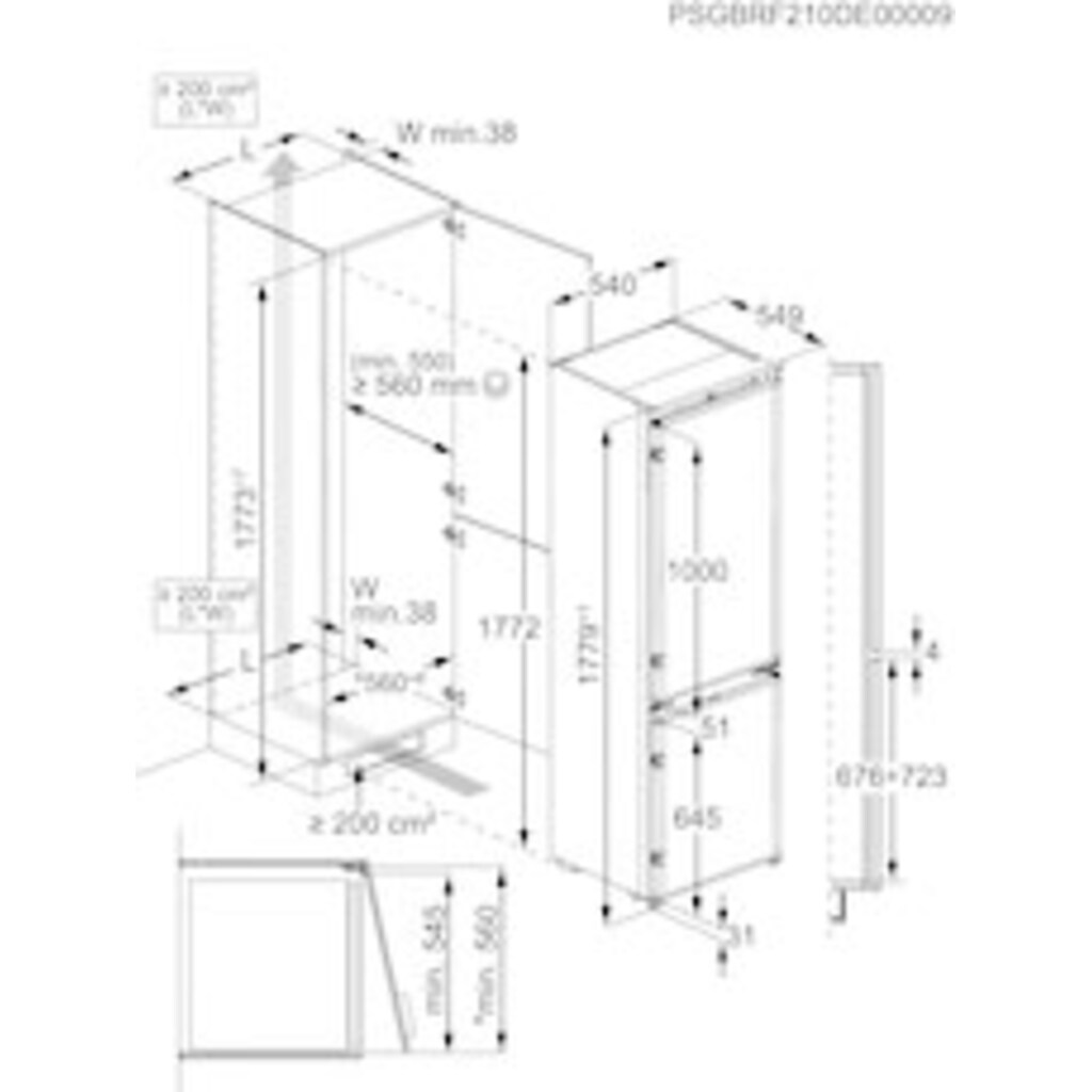 AEG Einbaukühlgefrierkombination »OSC6N181ES 925505321«, OSC6N181ES 925505321, 177,2 cm hoch, 54,6 cm breit