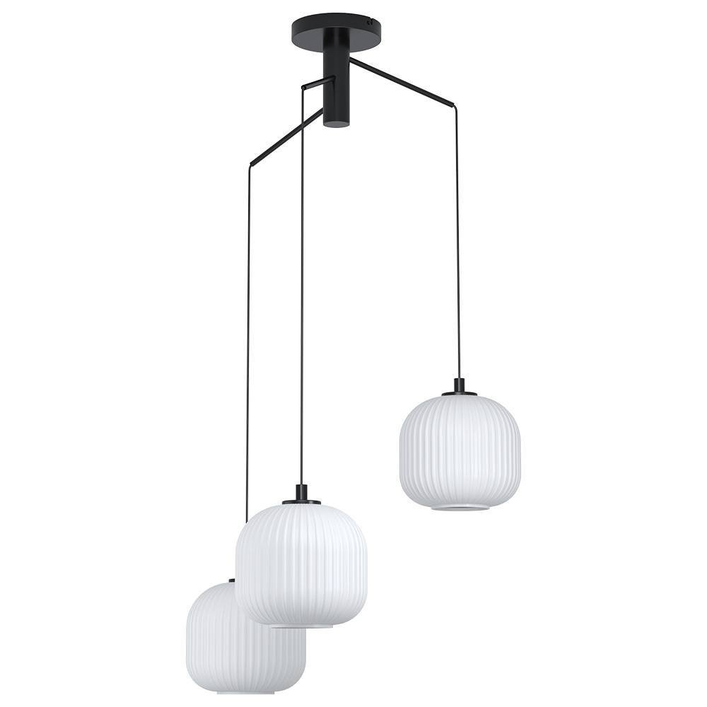 EGLO Hängeleuchte »MANTUNALLE«, 3 flammig, Leuchtmittel E27 | ohne Leuchtmittel, Pendelleuchte, Metall in schwarz und Glas in weiß, E27 Fassung, Ø 62cm