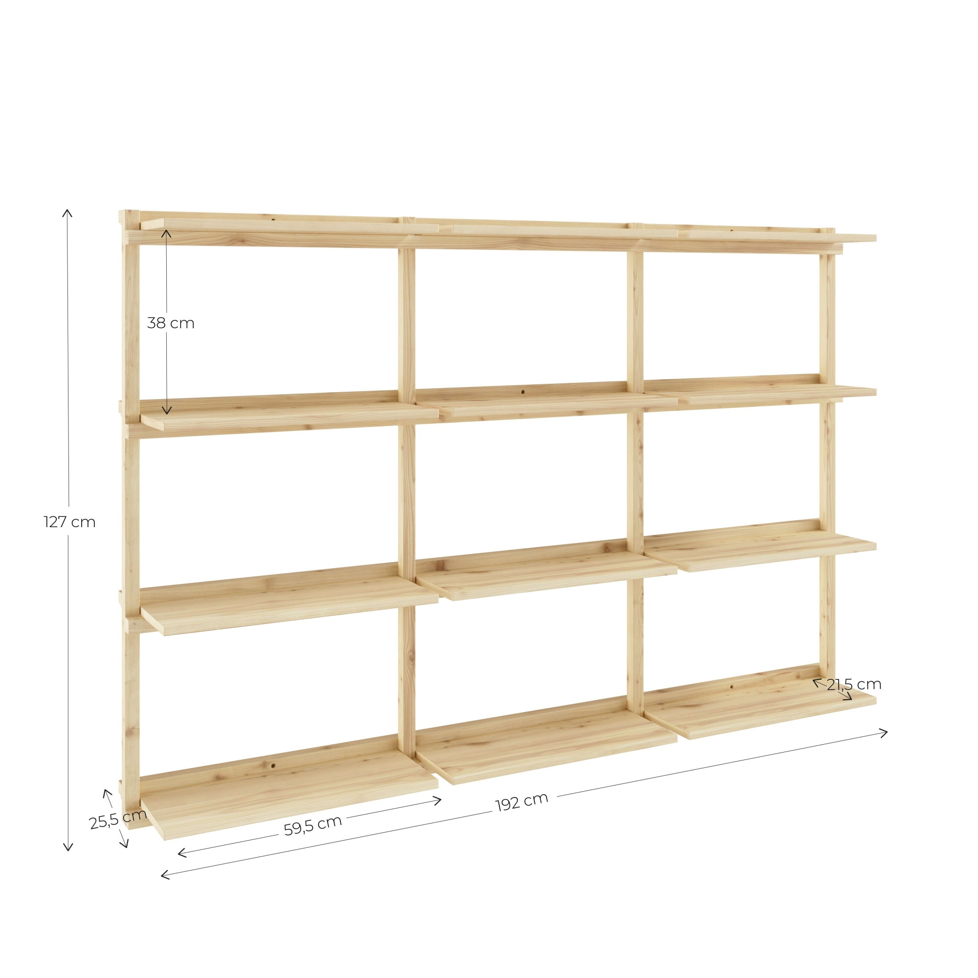 Karup Design Wandregal »Groove Shelving Big, Wandregal, Aufbewahrung, Deko, Platzsparend«, (BxTxH ca: 192x25,5x127), inkl. 12 Abnehmbare Regalböden aus FSC®-zertifiziertem Massivholz