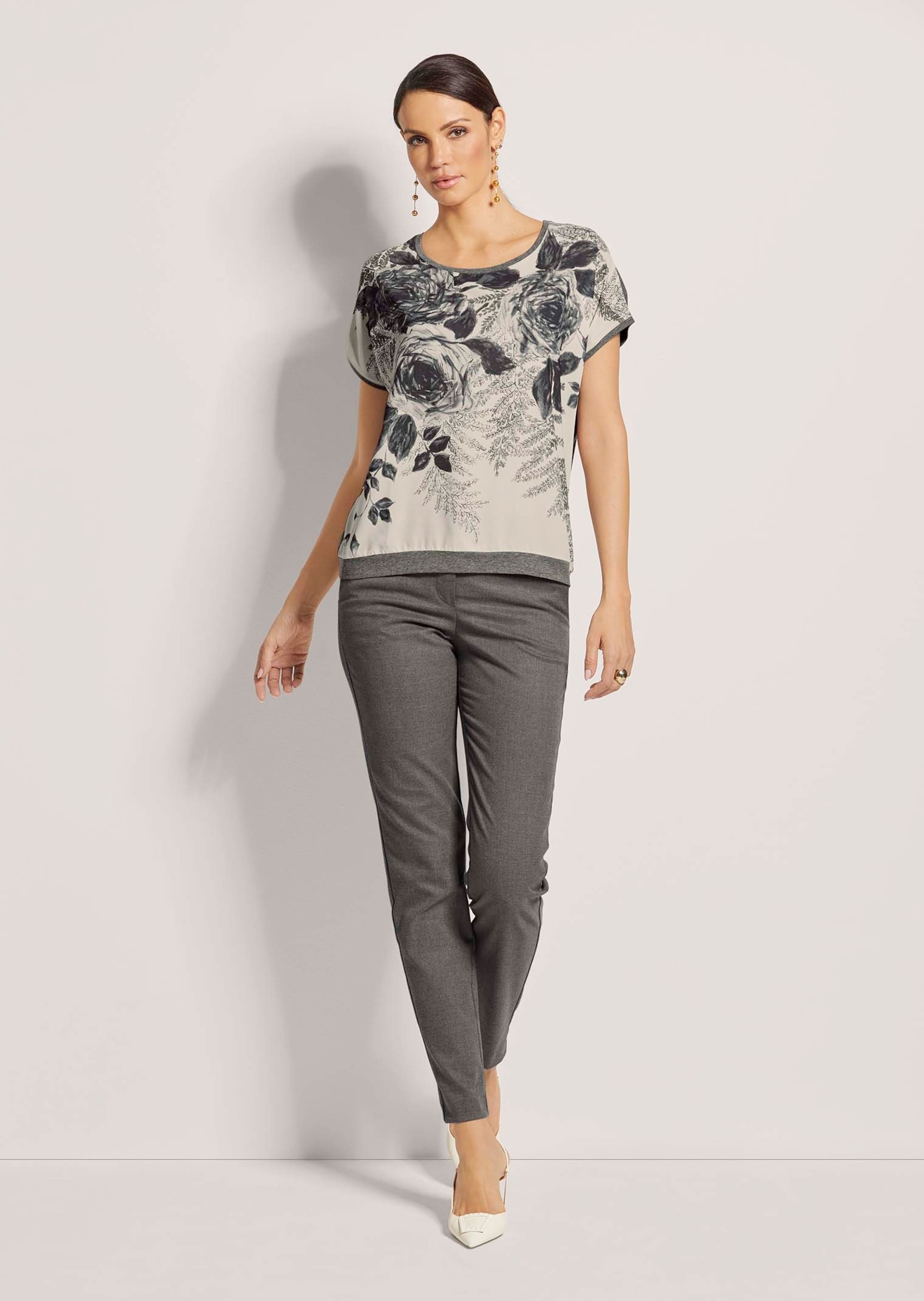 Thumbnail - MADELEINE Langarmshirt "Druckshirt Rundhals-Shirt im Material-Mix"