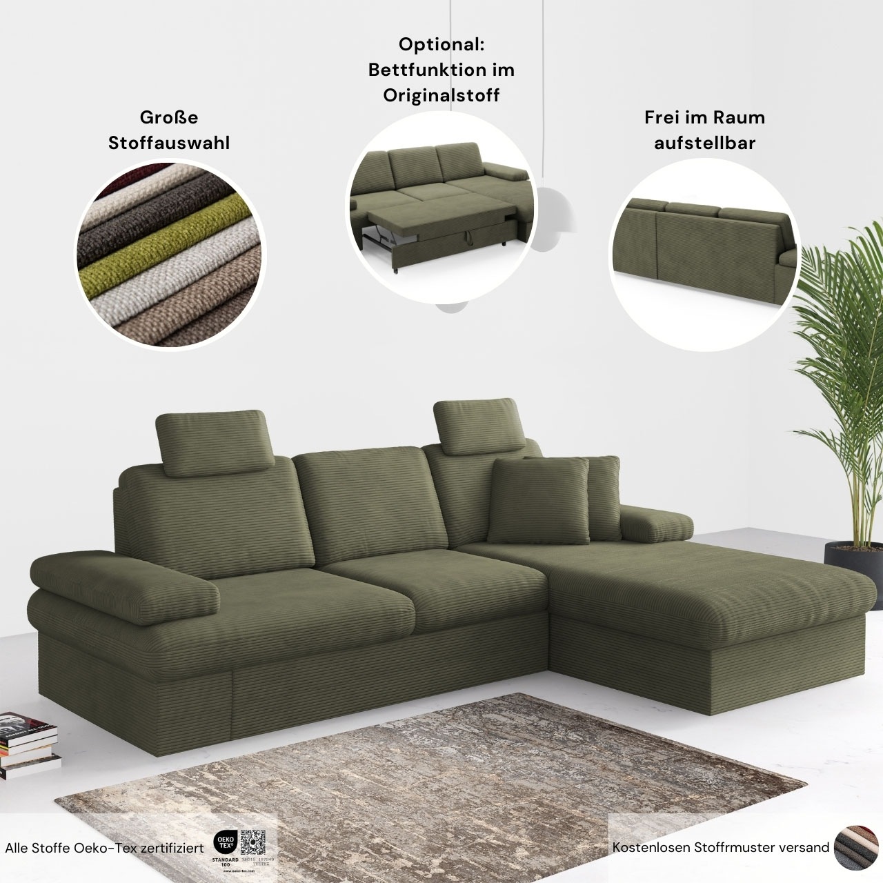 Thumbnail - sit&more Ecksofa "Moreno L-Form, B: 247 cm" mit Armteilverstellung, optional Bettfunktion