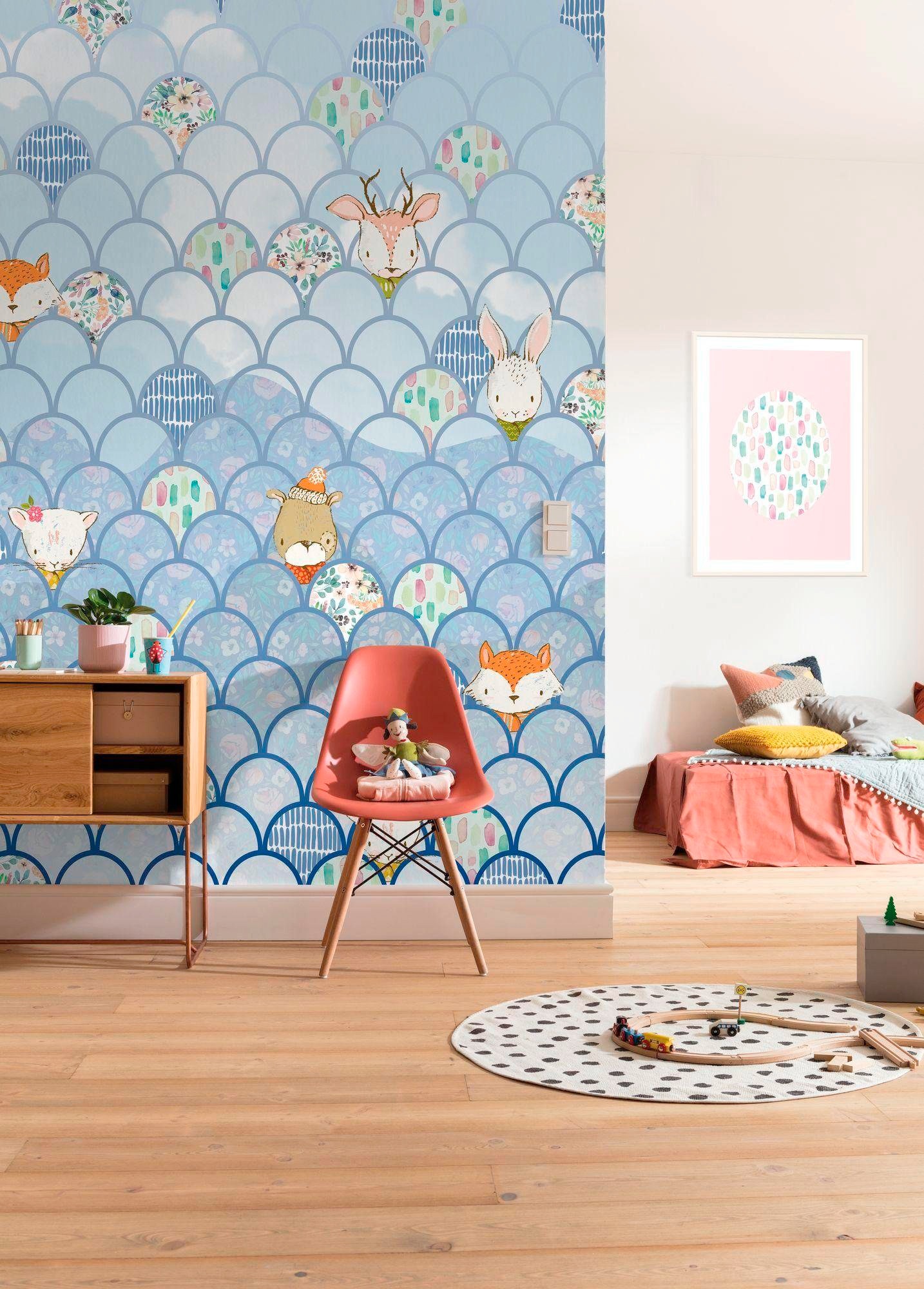 Komar Vliestapete »Digitaldruck Vlies - Shelly Bluewave - Größe 200 x 250 cm«, bedruckt, Wohnzimmer, Schlafzimmer