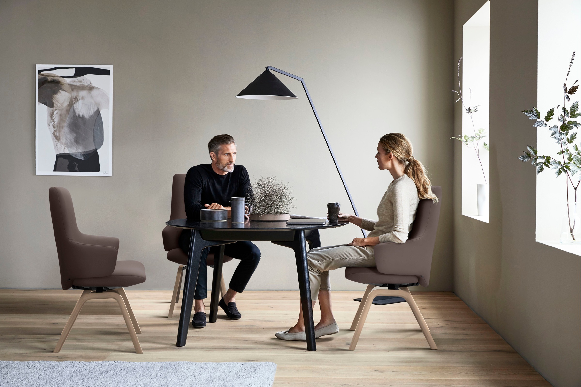 Stressless® Polsterstuhl »Laurel«, Leder PALOMA, High Back mit Armlehne, Größe L, mit schräggestellten Beinen in Eiche