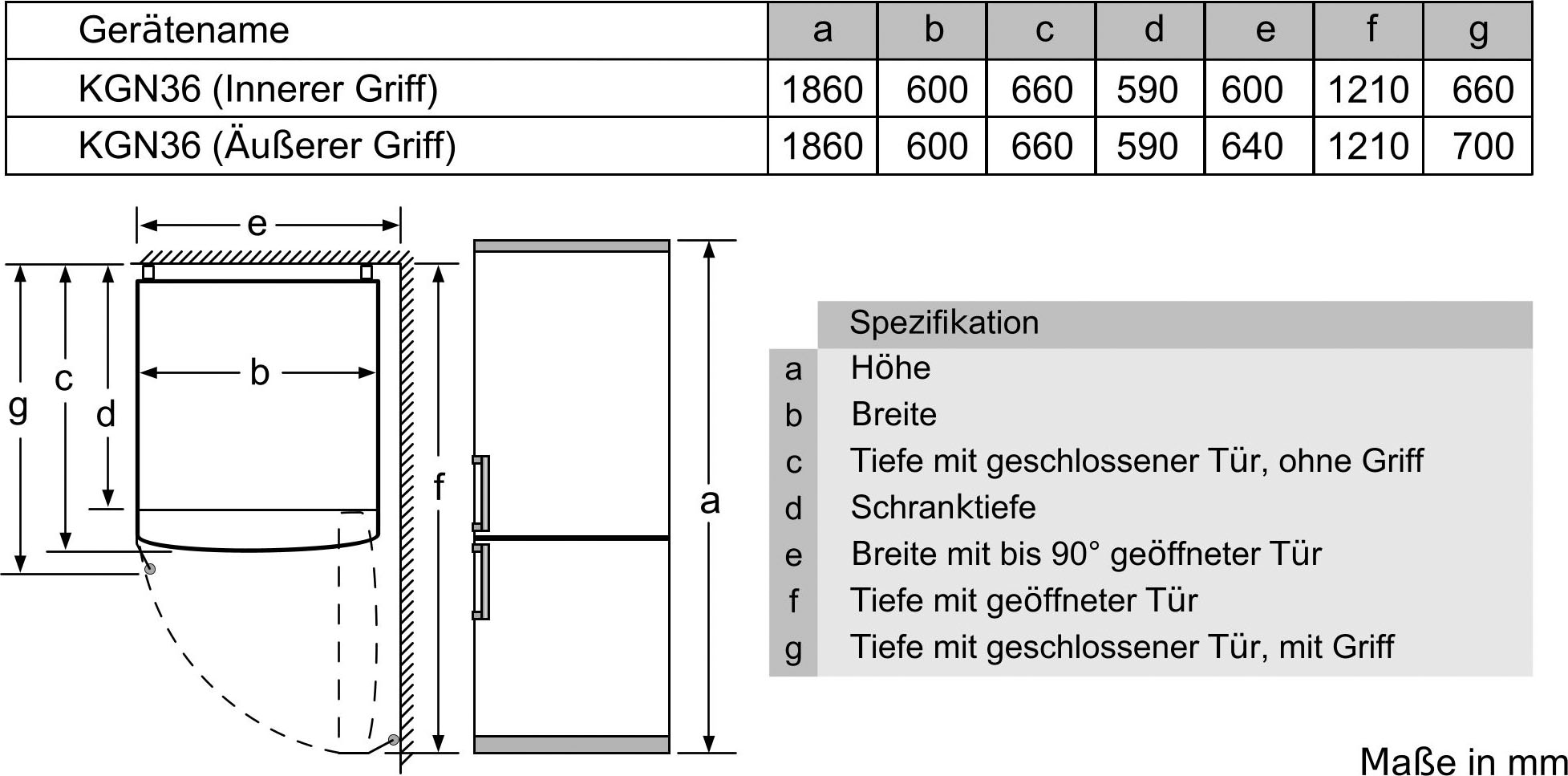 cm cm breit | BAUR KGN36NWEA, Kühl-/Gefrierkombination BOSCH »KGN36NLEA«, 60 hoch, 186