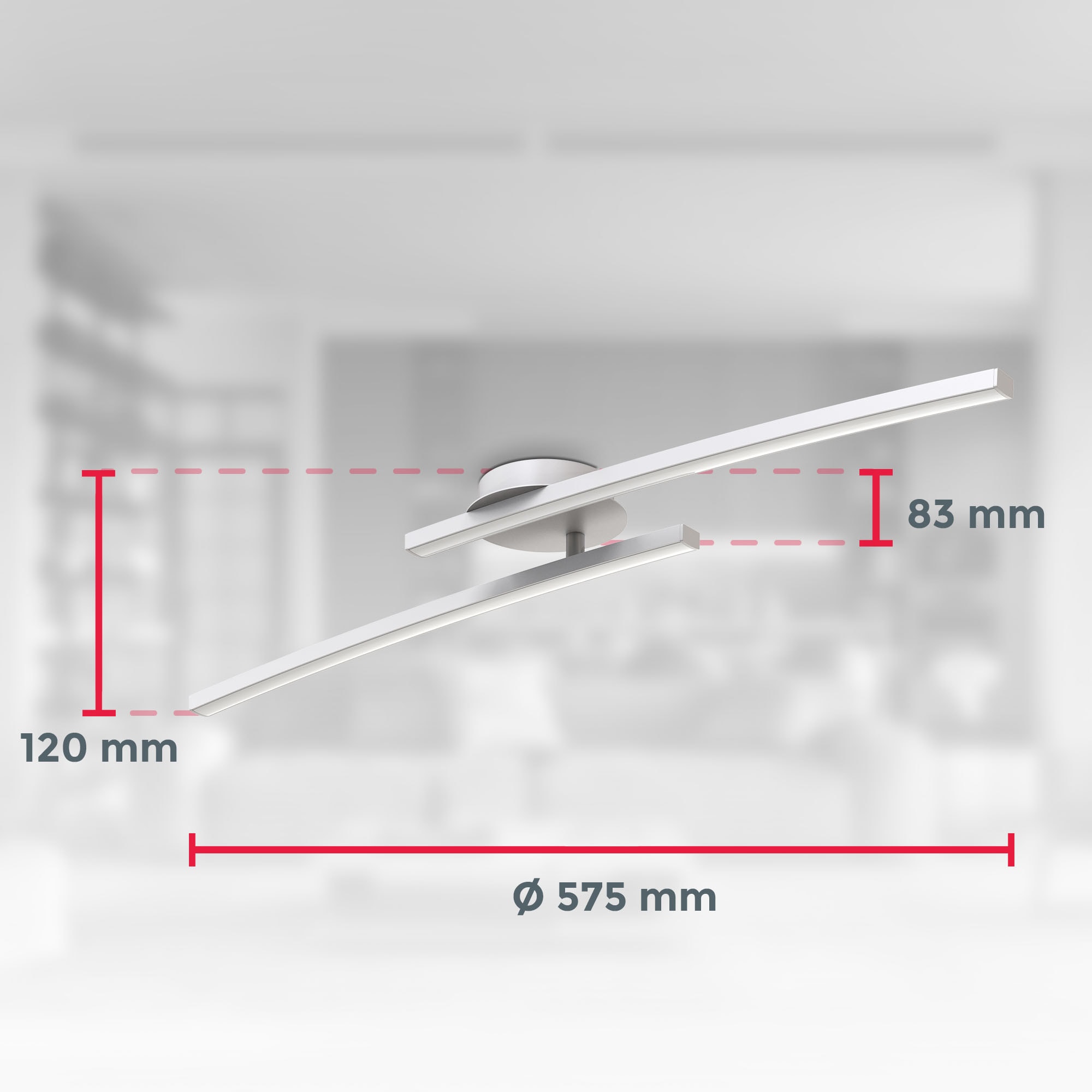 B.K.Licht LED Deckenleuchte »BK_DL1488 Deckenlampe, 12W, 3000K warmweißes Licht, 1100 Lm«, 2 flammig-flammig, 2-flammig, Geschwungene-Optik, Schwenkbar, Weiß