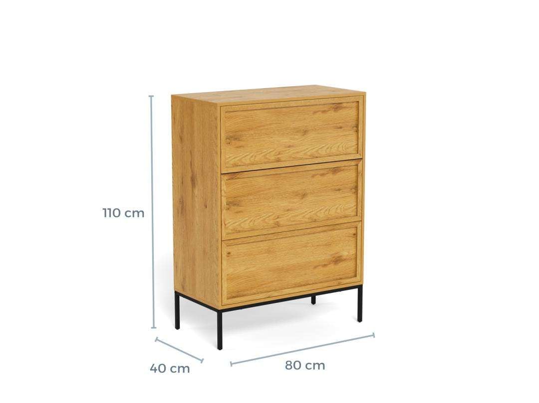 ACTONA GROUP Kommode »Schubladenschrank« Kommode, 3 Schubladen, 80x40x110