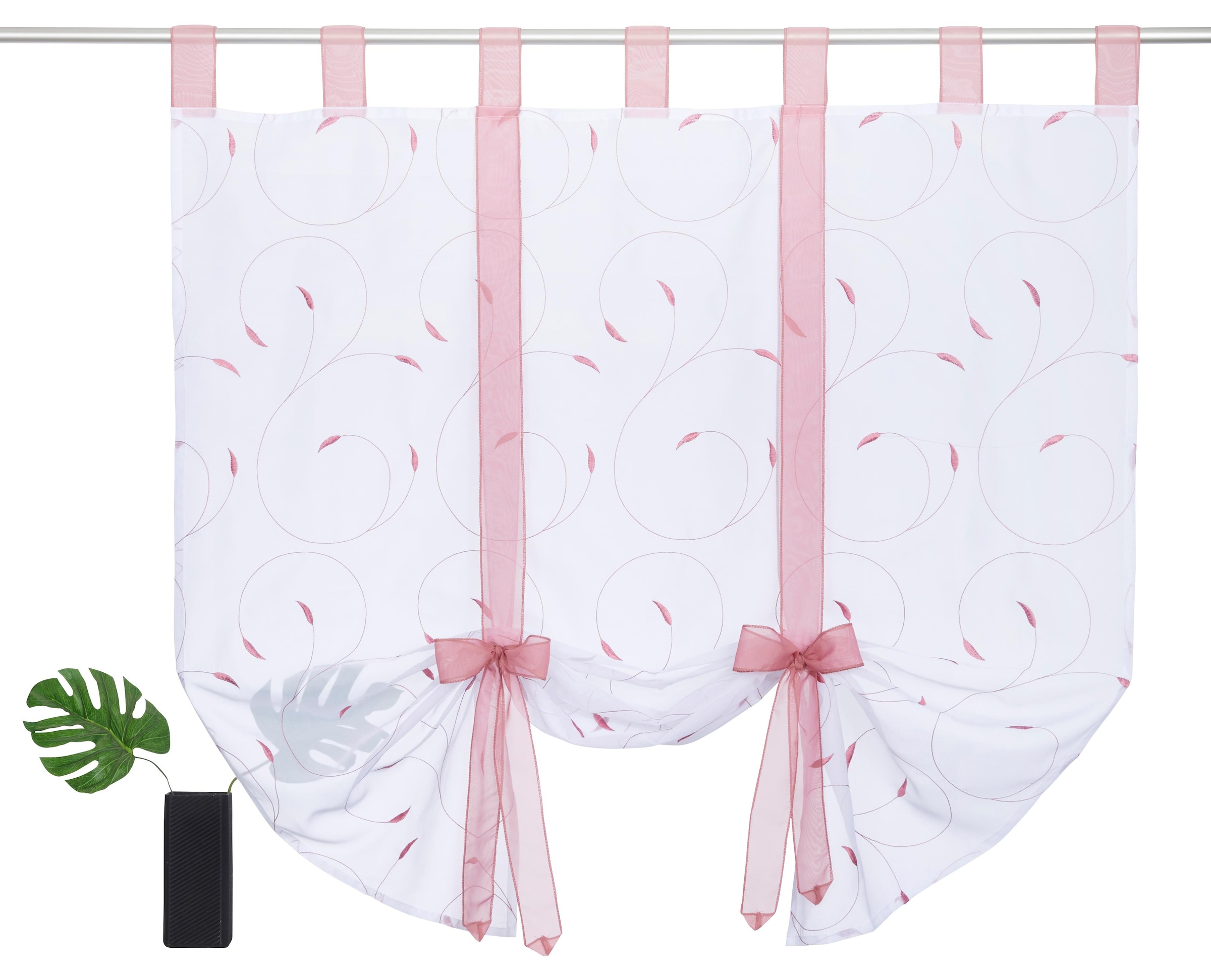 mit | home Bändchenrollo »Clara«, Polyester, transparent, my Schlaufen, Schlaufen, BAUR Stickerei