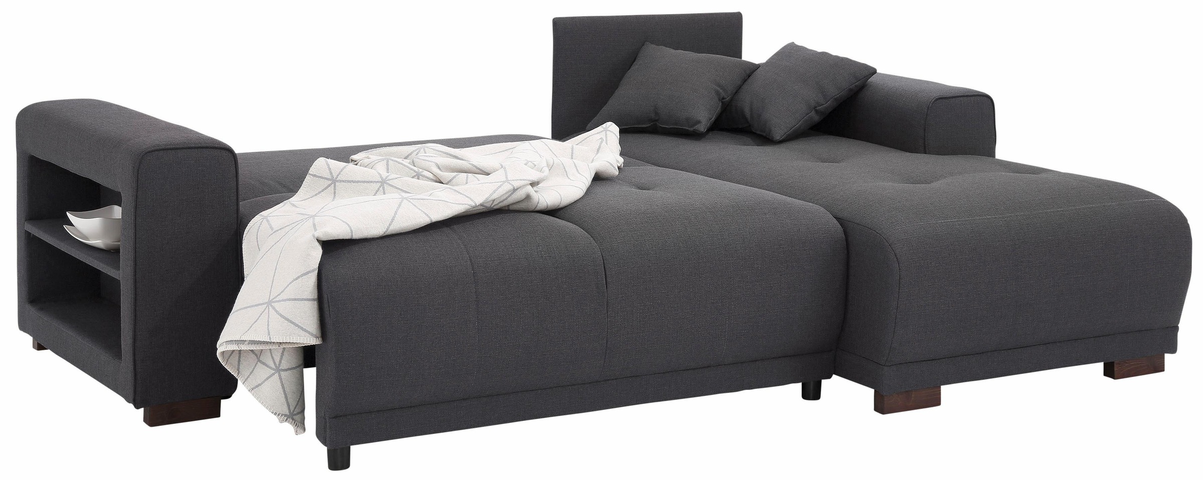 Home affaire Ecksofa »Viborg L-Form«, mit Regal in der Armlehne, wahlweise mit Bettfunktion