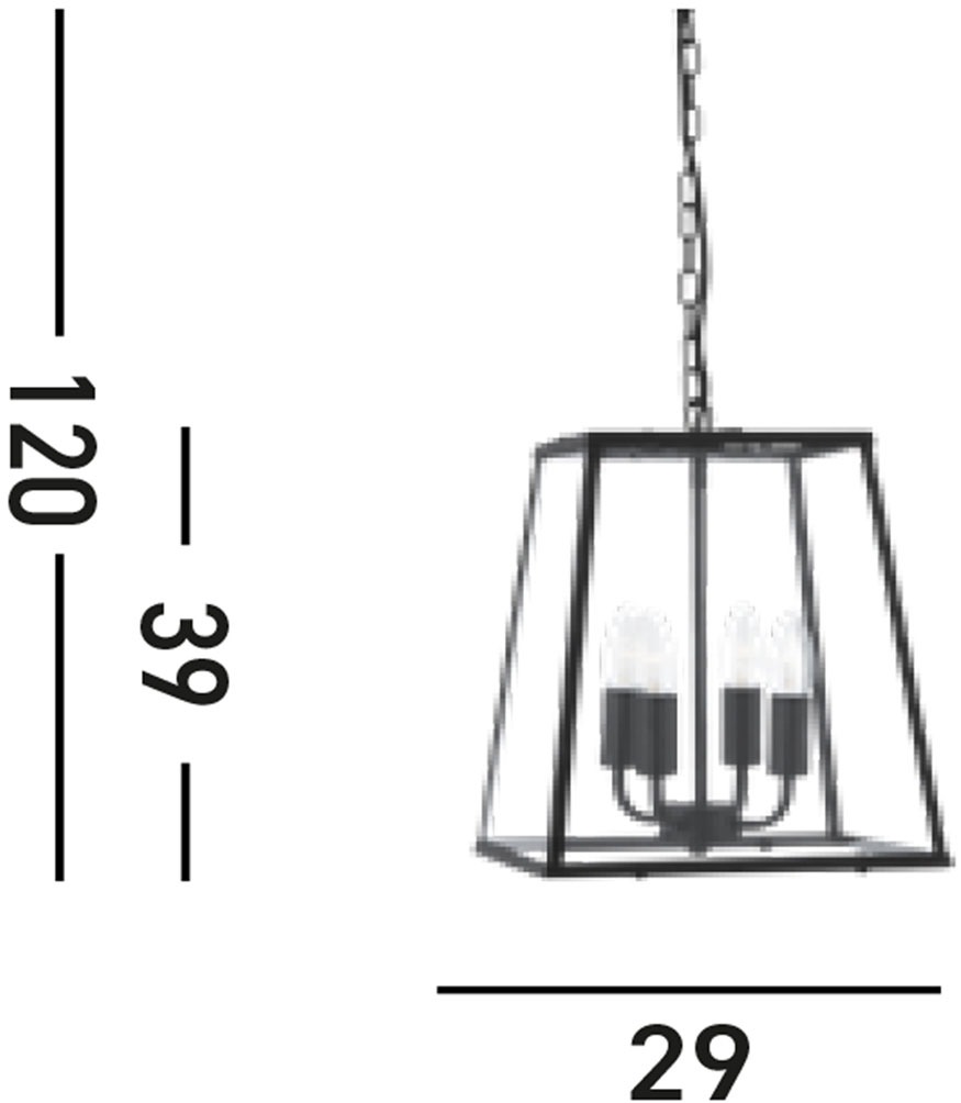 Searchlight Hängeleuchte »Lantern Noir 4Lt Pendant  - Black Metal & Clear Glass« E14 1 Stk.