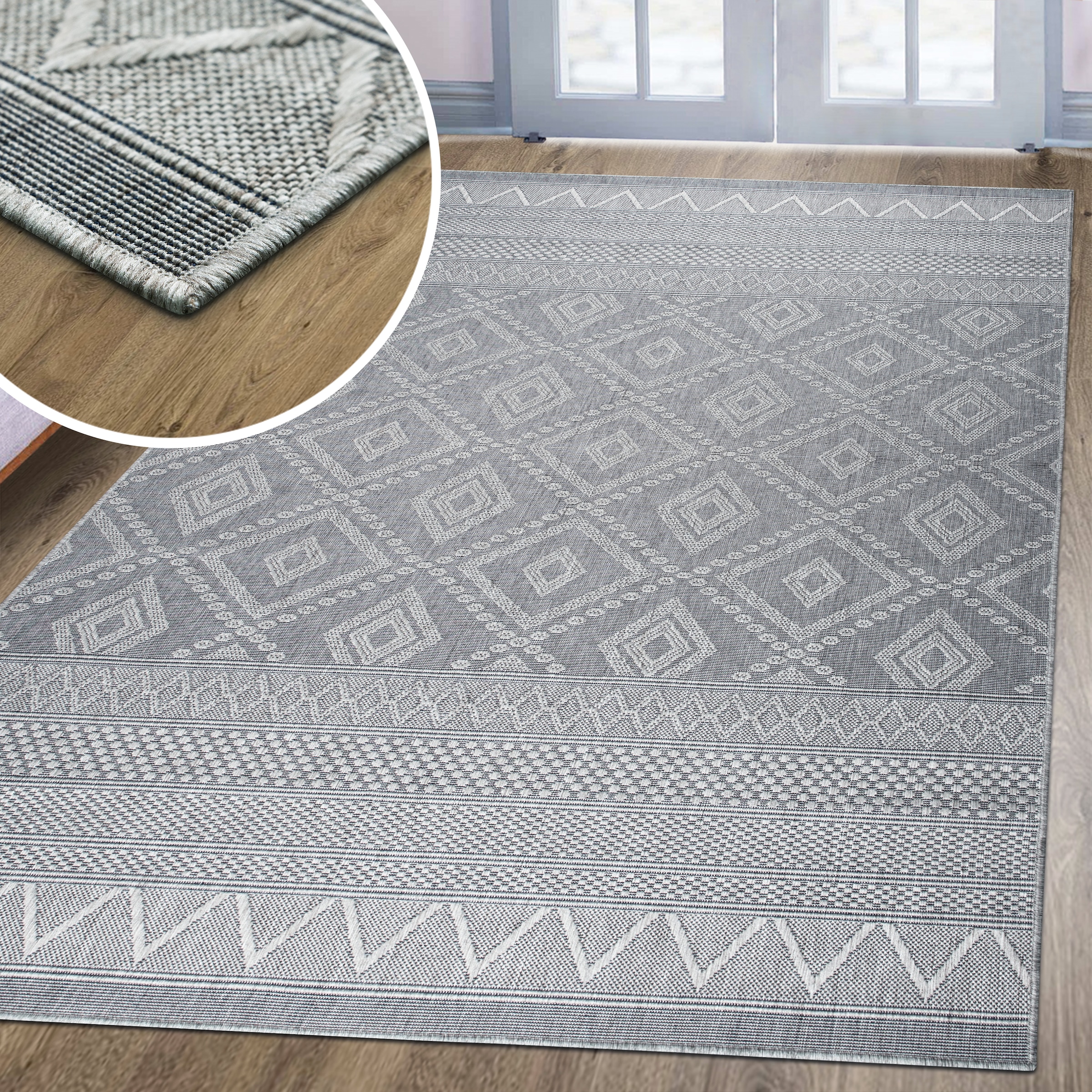 my home Teppich »Toronto auch als Läufer erhältlich«, rechteckig, 3 mm Höhe, In- und Outdoor geeignet, Sisal-Optik, Wetterfest & UV-beständig, Boho