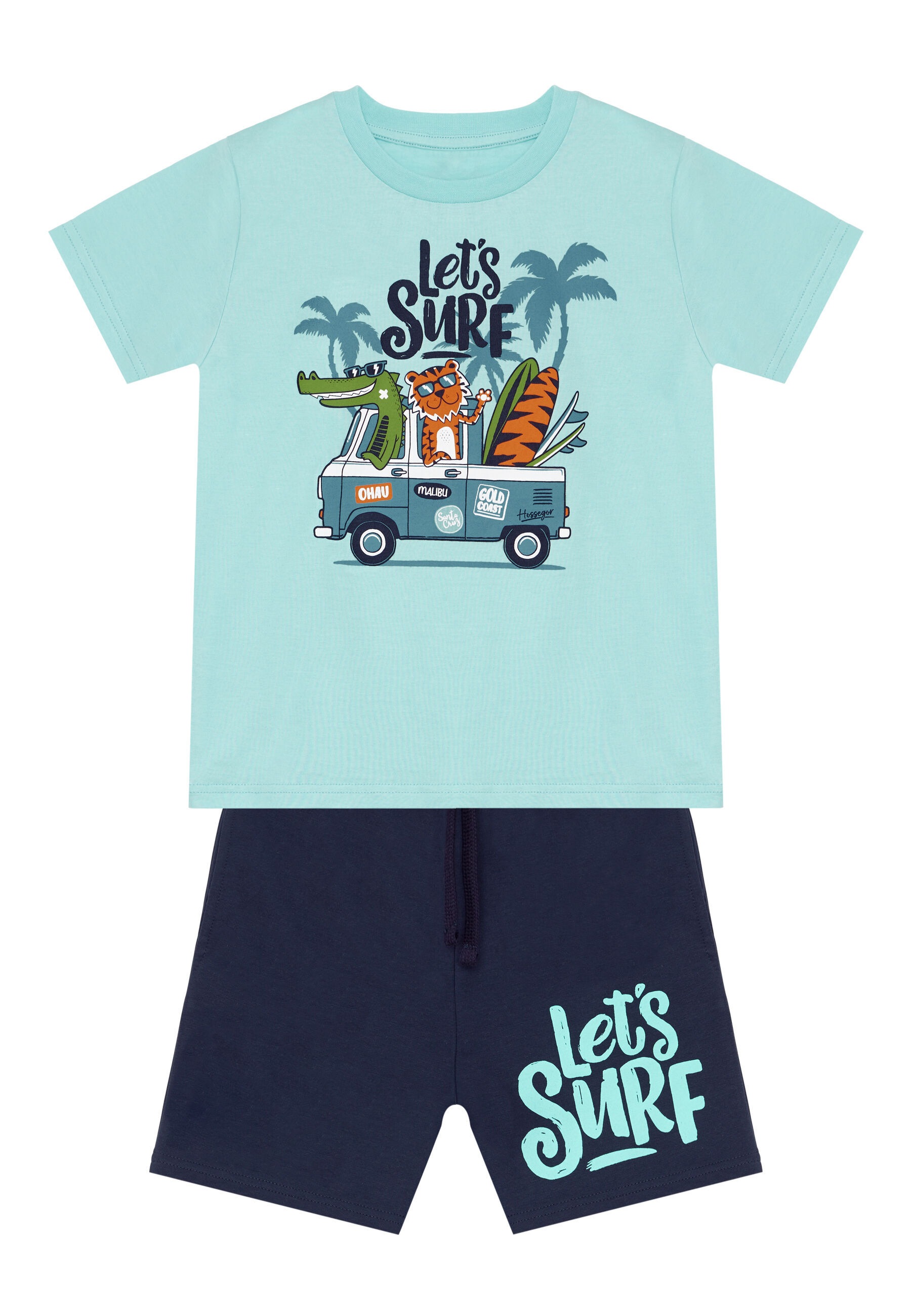 Denokids Hausanzug »Lets Surf«, (2 tlg.), mit Tier-Druck