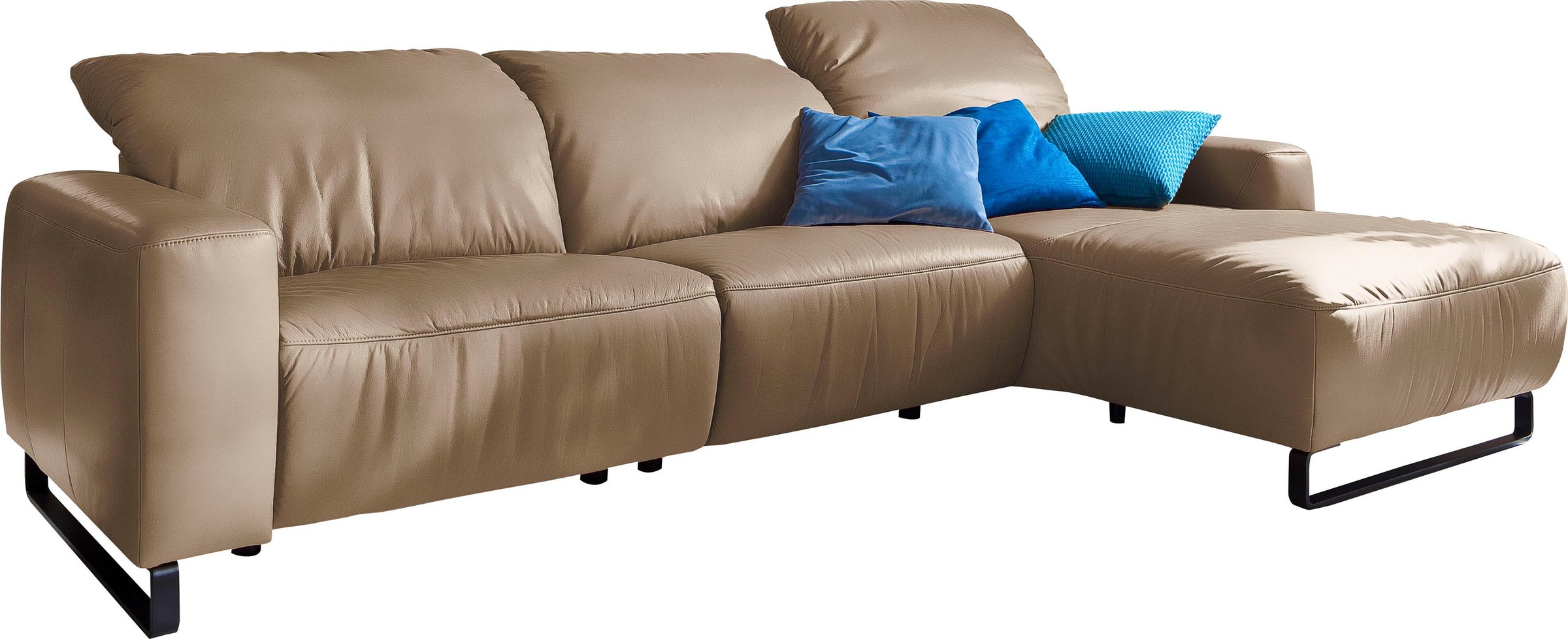 Home affaire Ecksofa "Juist L-Form" mit Kopfteilverstellung und schwarzen M günstig online kaufen