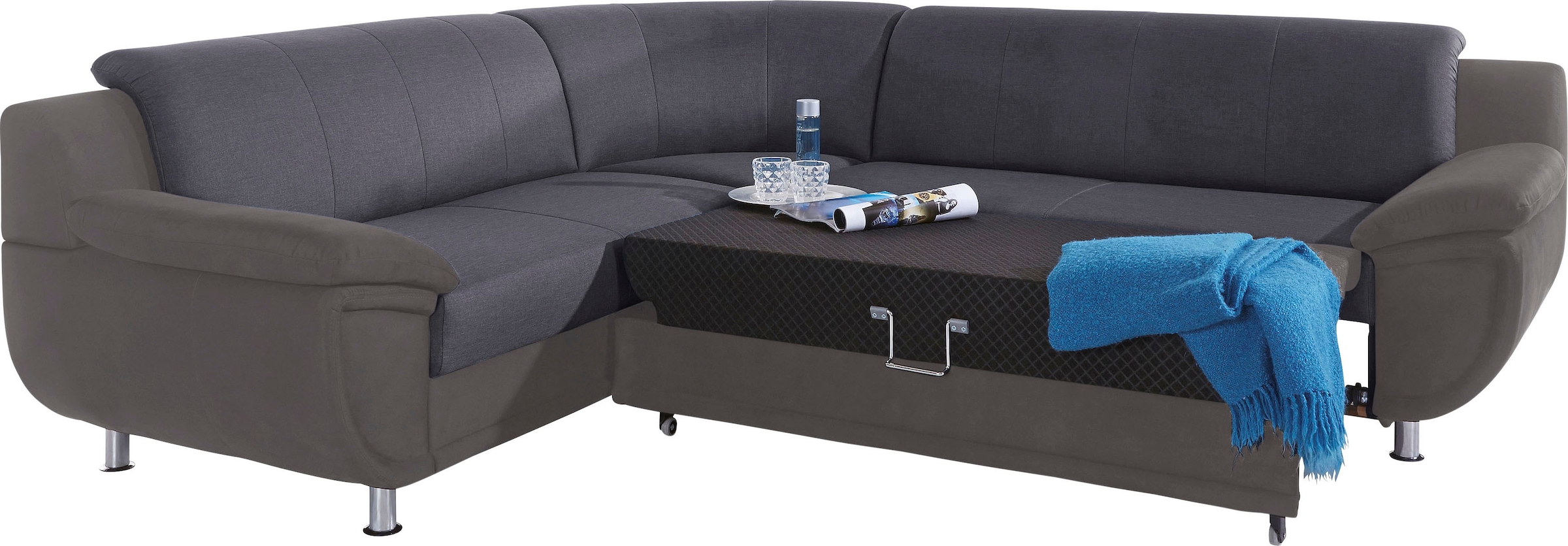 TRENDMANUFAKTUR Ecksofa »Rondo 3, zeitlos und modern, im Materialmix, L-Form«, wahlweise Federkern für hohen Sitzkomfort, wahlweise Bettfunktion