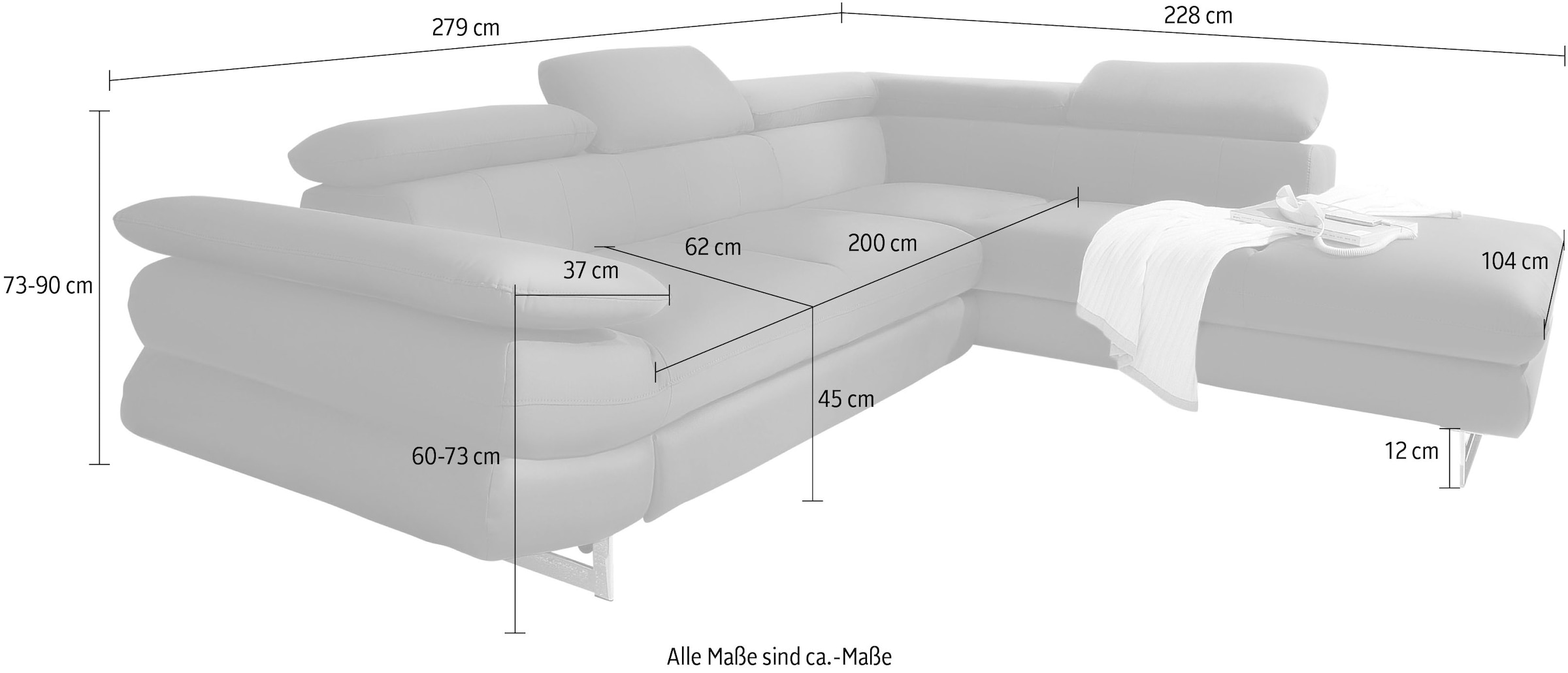 INOSIGN Ecksofa »Solution L-Form«, mit Arm- & Kopfteilverstellung, wahlweise mit Bettfunktion