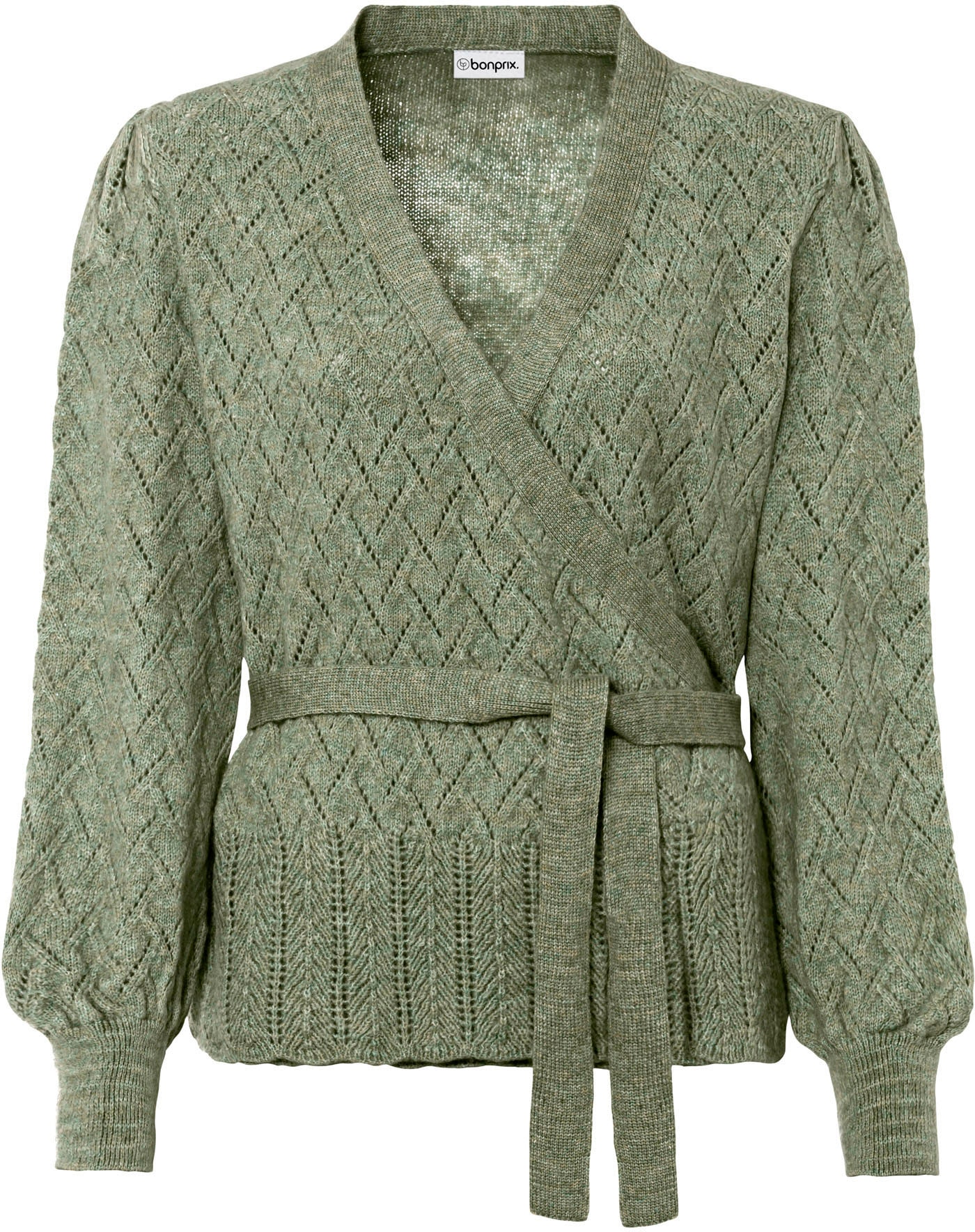 bonprix Wickelpullover aus Polyacryl und Polyester, mit V-Ausschnitt, mit Puffärmeln