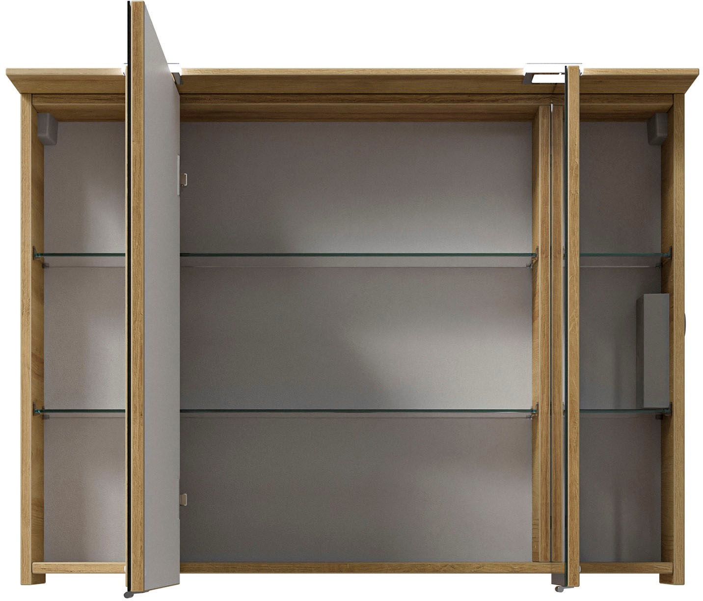 Saphir Badmöbel-Set »Serie 6025 2-teilig Mineralmarmor-Waschtisch mit LED-Spiegelschrank«, (2 St.), Waschplatz 97 cm breit, 2 Schubladen, 3 Spiegel-Türen, inkl Türdämpfer