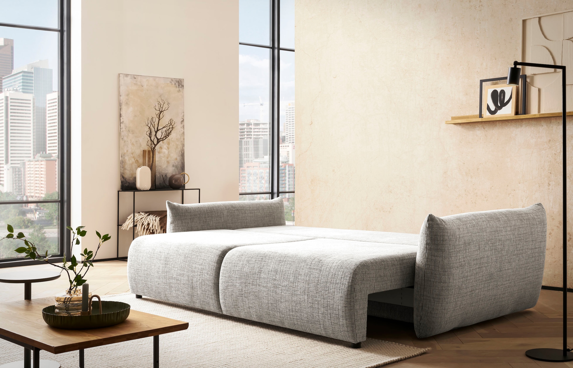 INOSIGN 3-Sitzer »MAVAS Schlafsofa mit Bettkasten«, ca.240/108cm (Liegefläche 212/145 cm), Cord, Chenille, Struktur