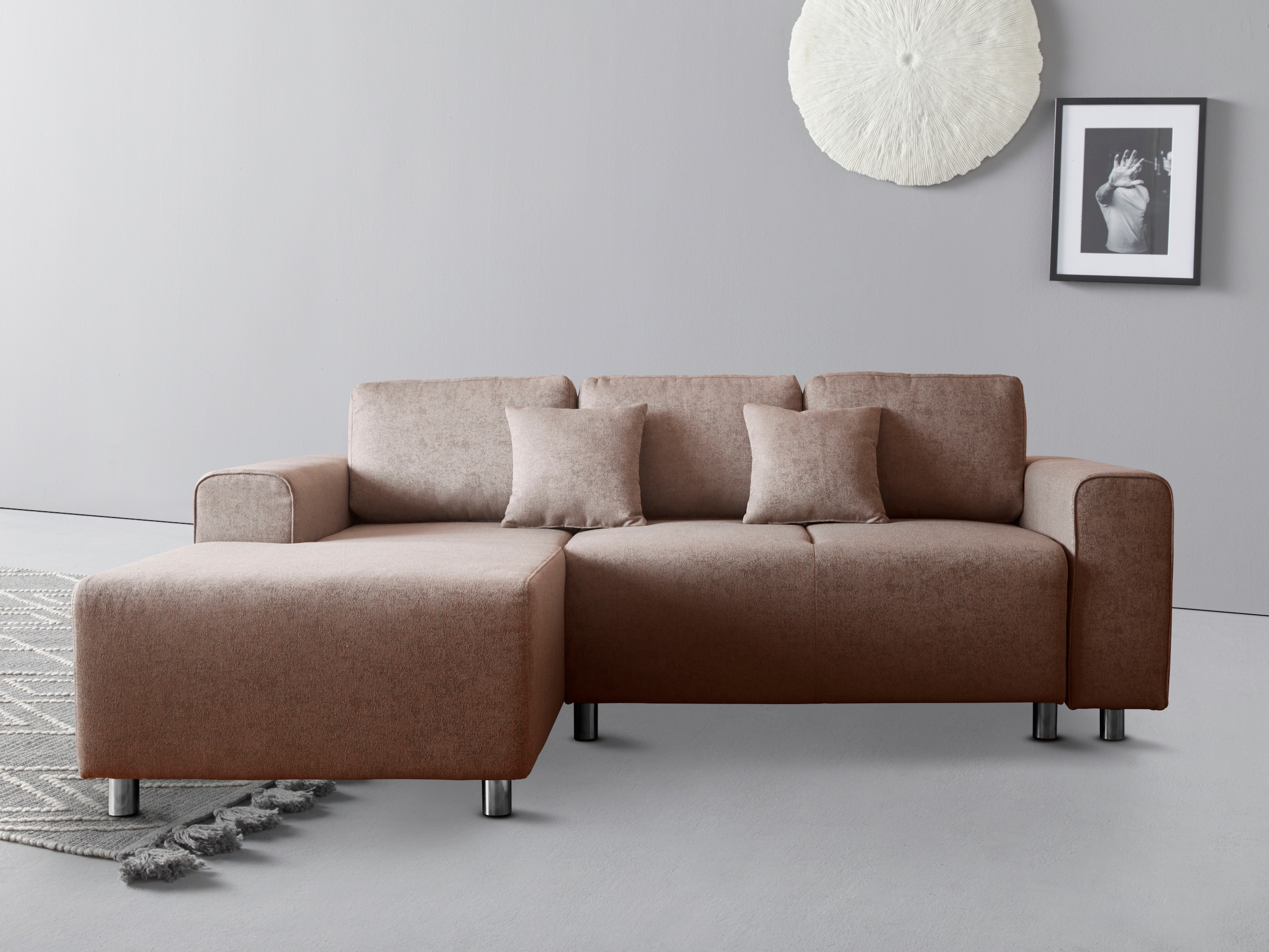 Home affaire Ecksofa "Györ", L-Form, wahlweise mit Bettfunktion und Bettkas günstig online kaufen
