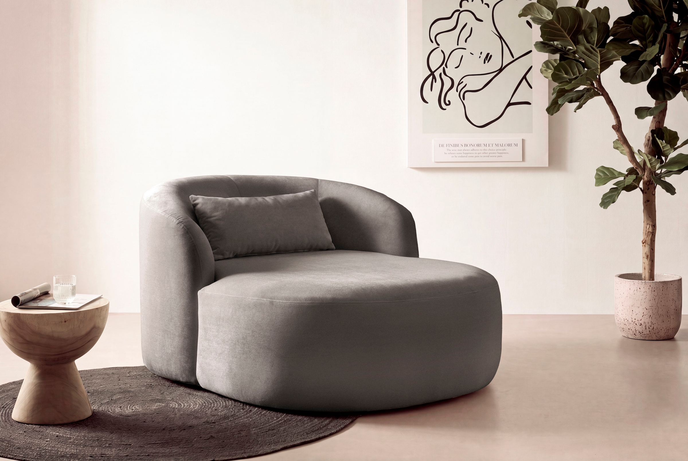 LeGer Home by Lena Gercke XXL-Sessel "Yllara, moderner Lesesessel, Loveseat mit großzügiger Sitzfläche" mit geschwungener Rückenlehne in Samt oder Struktur